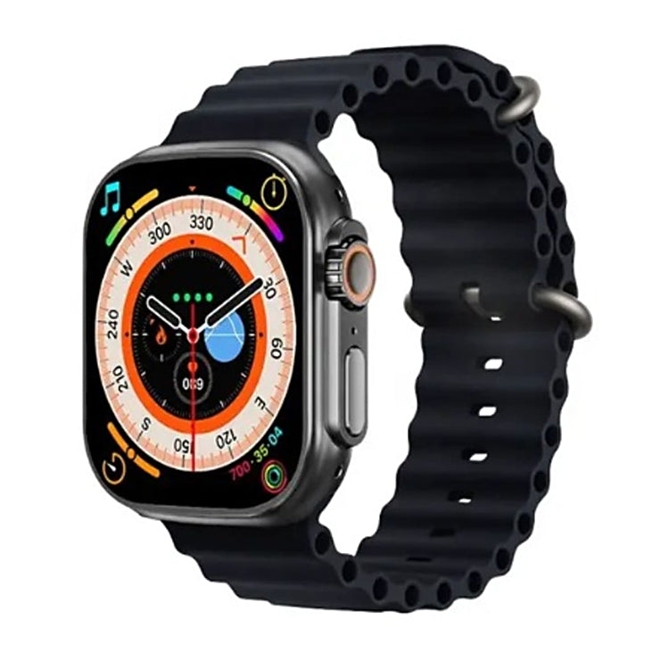 T800 Ultra 1.99 inch Ocean Silicone Band Smart Watch Support Heart Rate / ECG (Black)