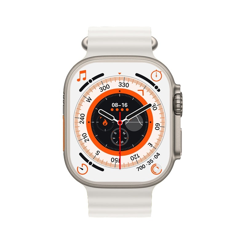 T800 Ultra 1.99 inch Ocean Silicone Band Smart Watch Support Heart Rate / ECG (White)