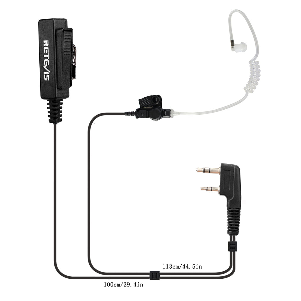TK 2 Pin Long Clip Air Guide Covert Acoustic Tube Earpiece Speaker Microphone for H-777 / RT-5R / RT-5RV / RT-B6