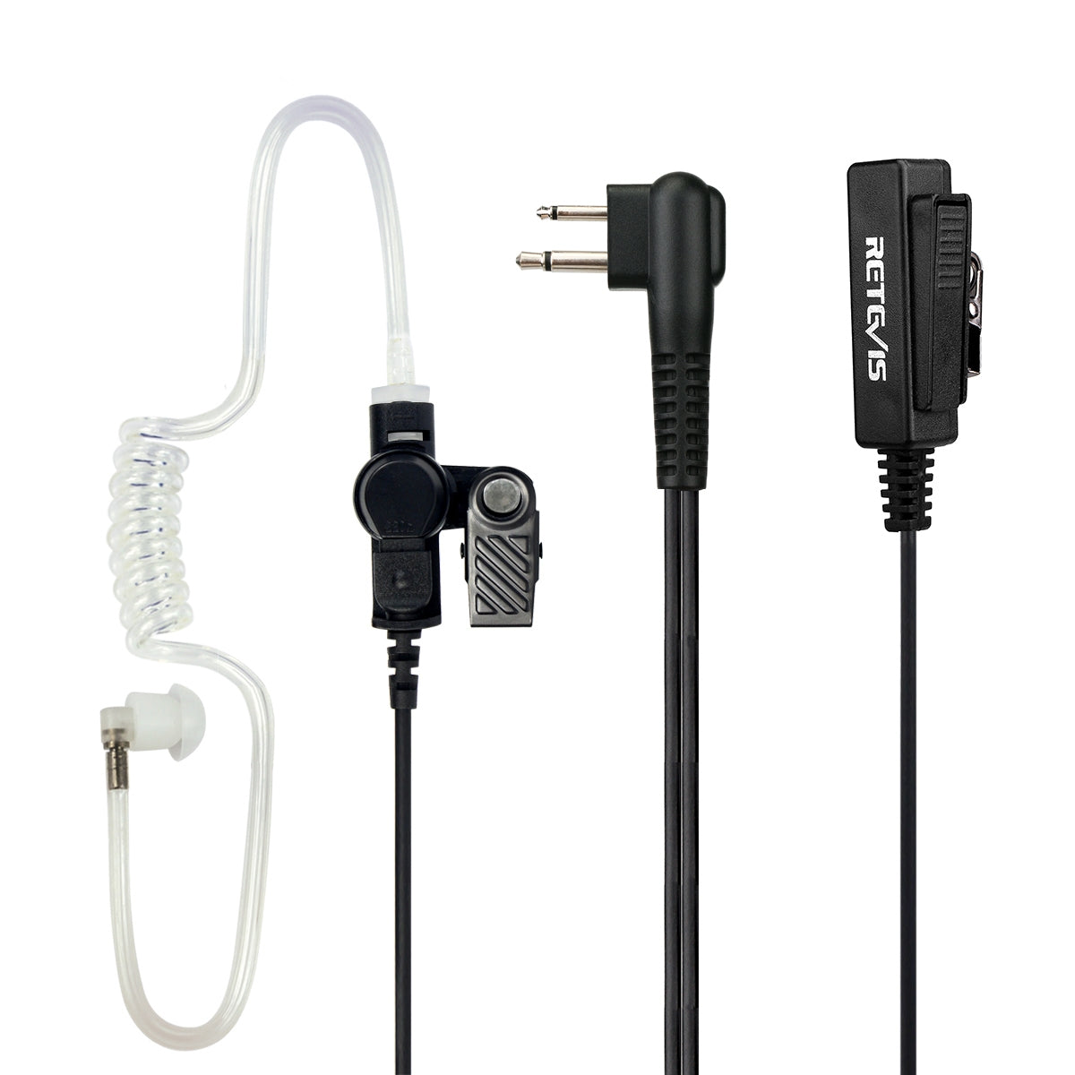 M 2 Pin Long Clip Air Guide Covert Acoustic Tube Earpiece Speaker Microphone