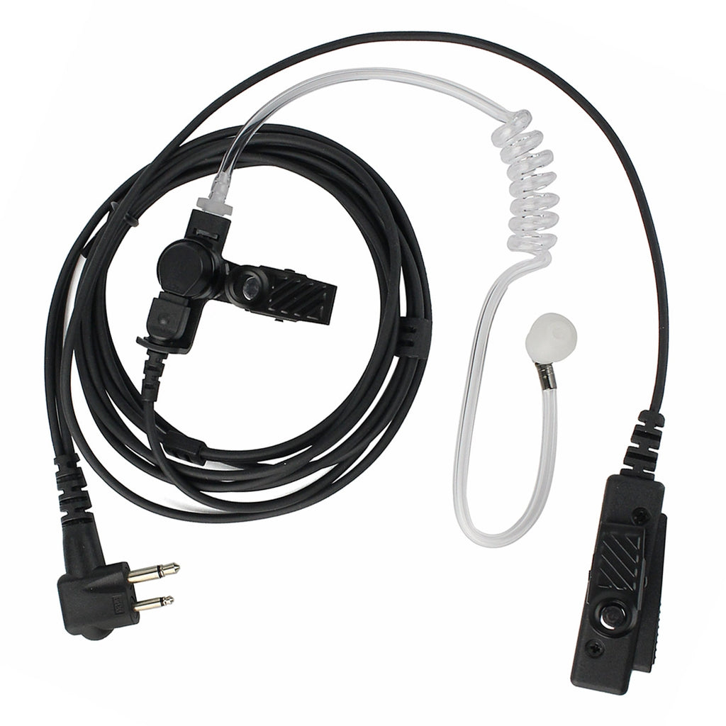 M 2 Pin Long Clip Air Guide Covert Acoustic Tube Earpiece Speaker Microphone
