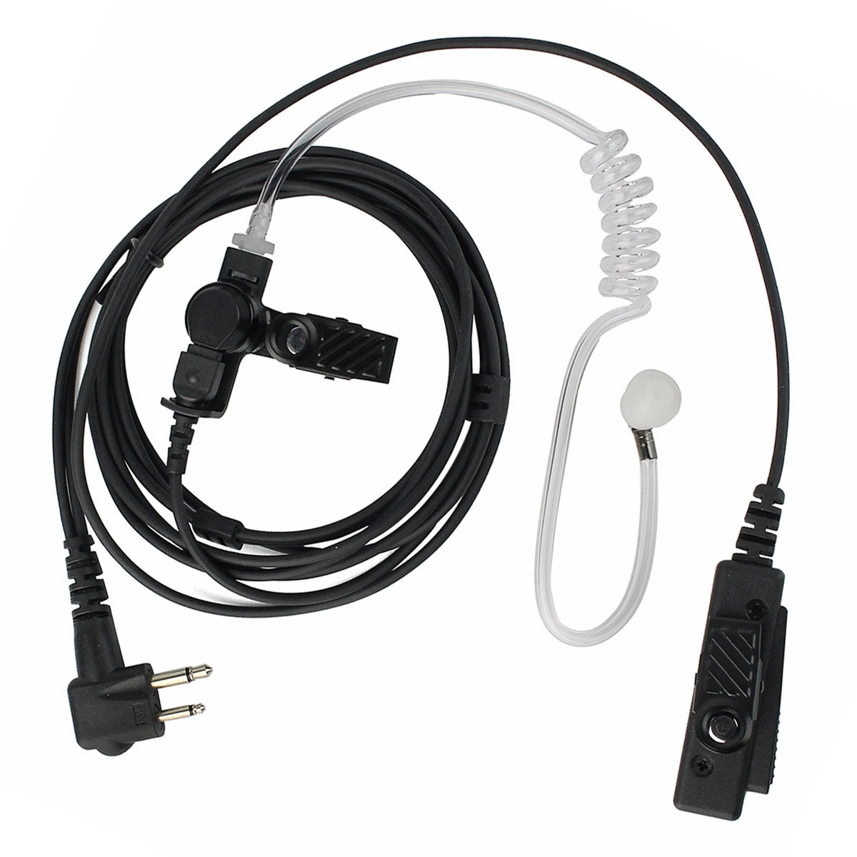M 2 Pin Long Clip Air Guide Covert Acoustic Tube Earpiece Speaker Microphone