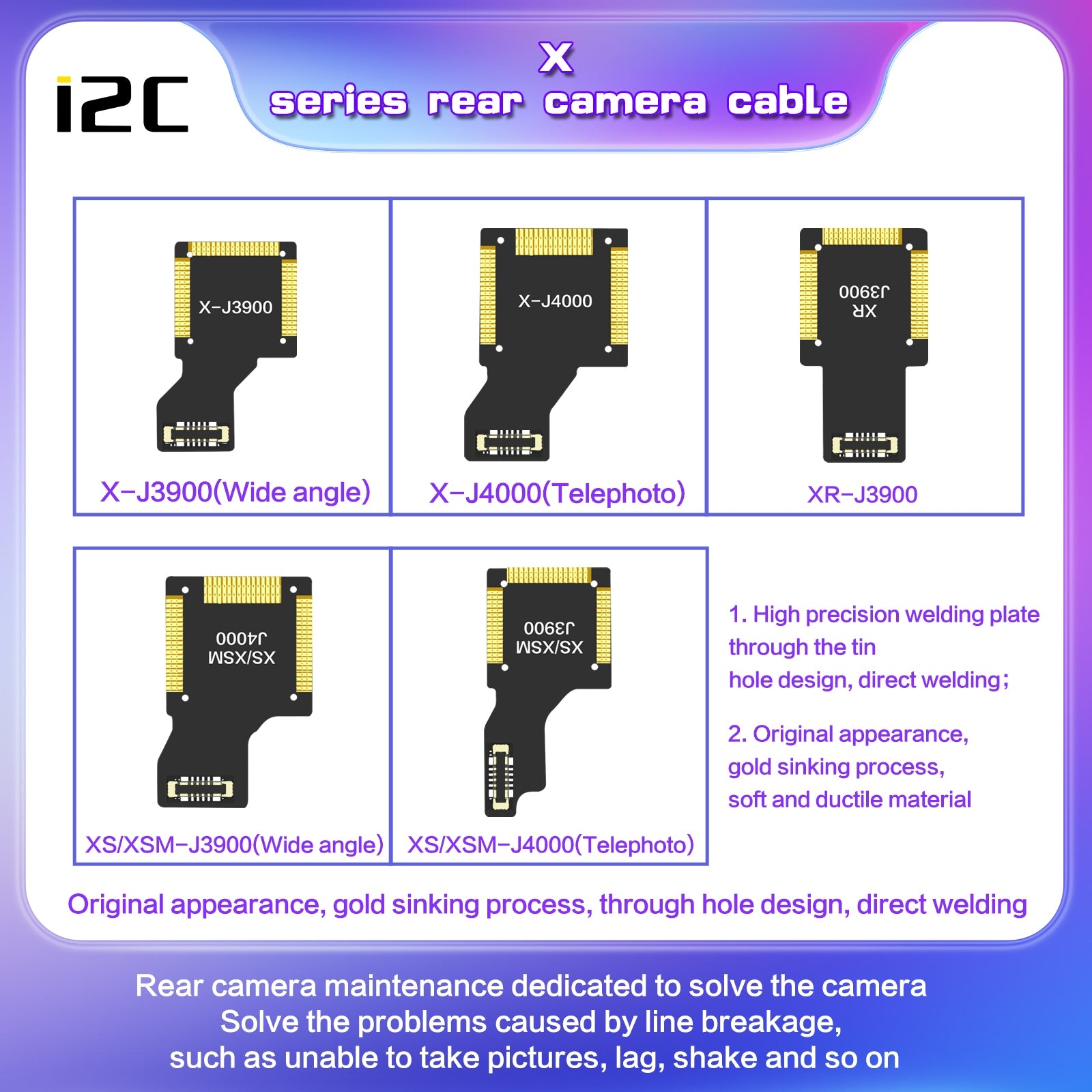 For iPhone X J3900 i2C Back Facing Wide Camera Cable