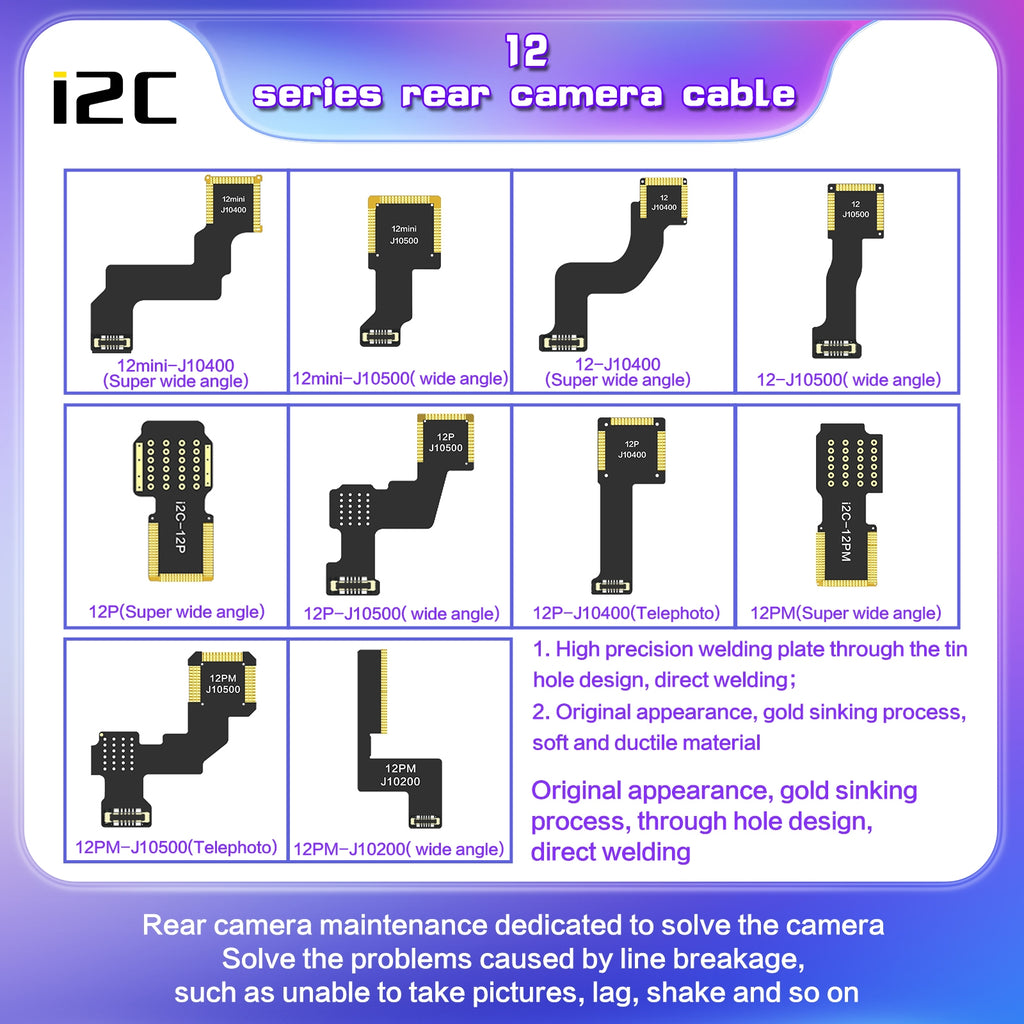 For iPhone 12 J10400 i2C Back Facing Ultra Wide Camera Cable
