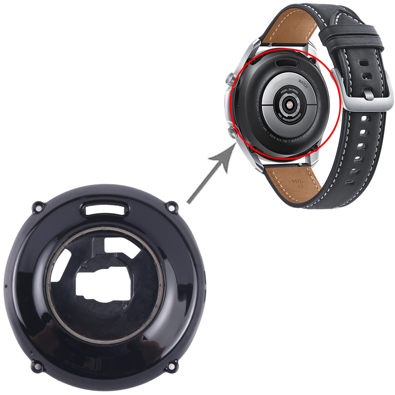 Original Rear Housing Cover For Samsung Galaxy Watch 3 45mm SM-R840(Black)