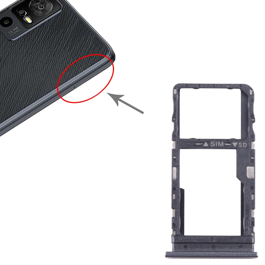 For TCL 40 R Original SIM + Micro SD Card Tray(Black)