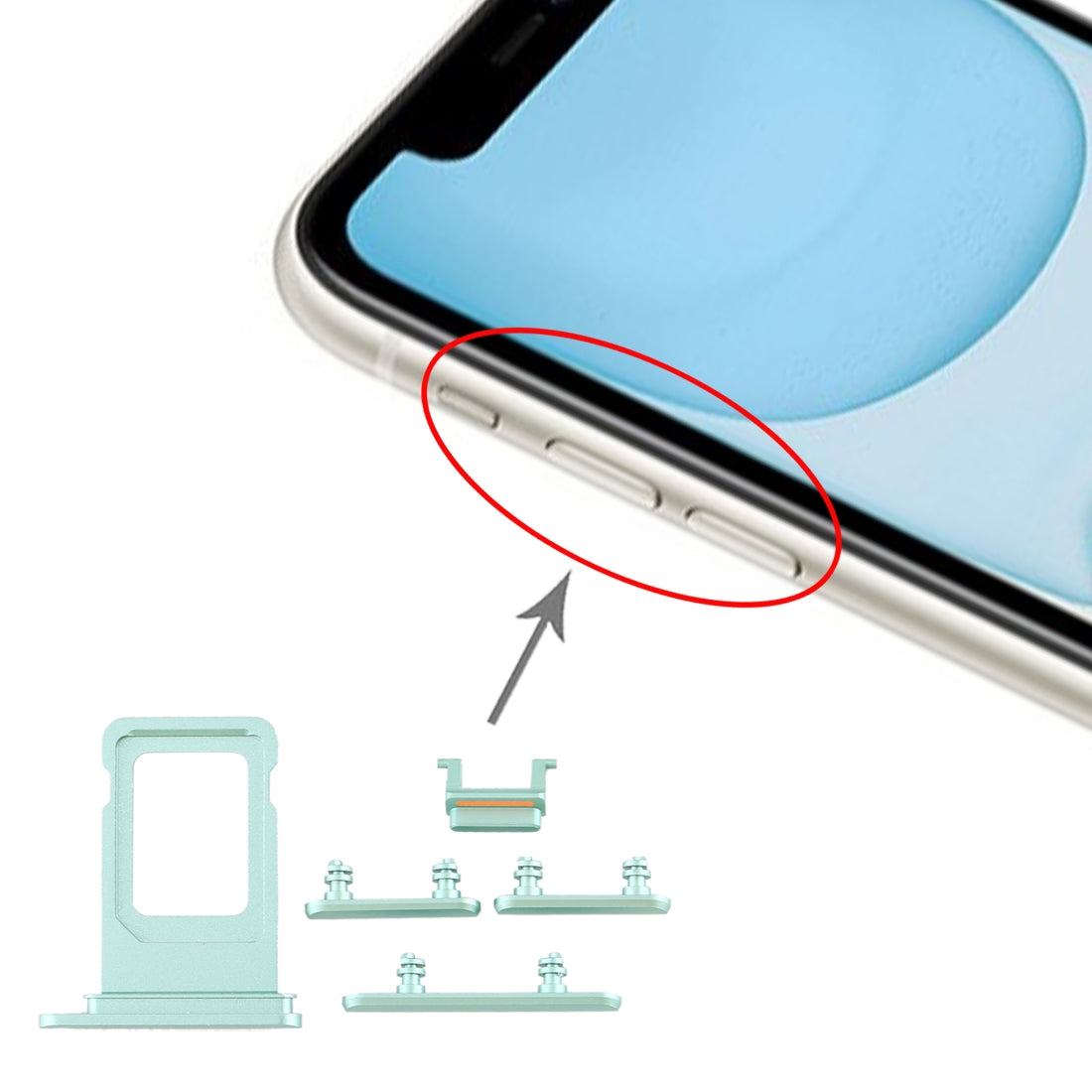 SIM Card Tray + Side Key for iPhone 11(Green)