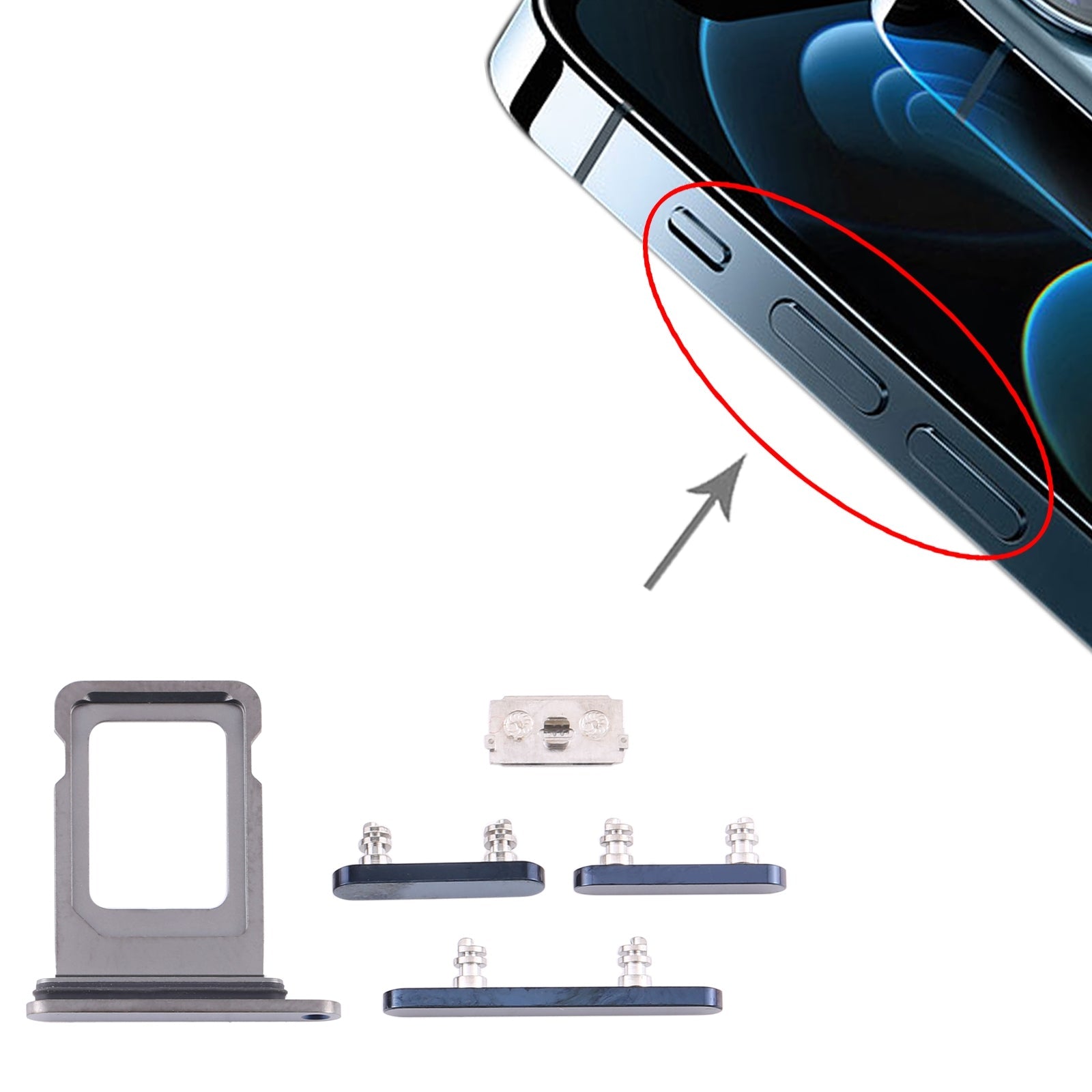 SIM Card Tray + Side Keys for iPhone 12 Pro(Blue)