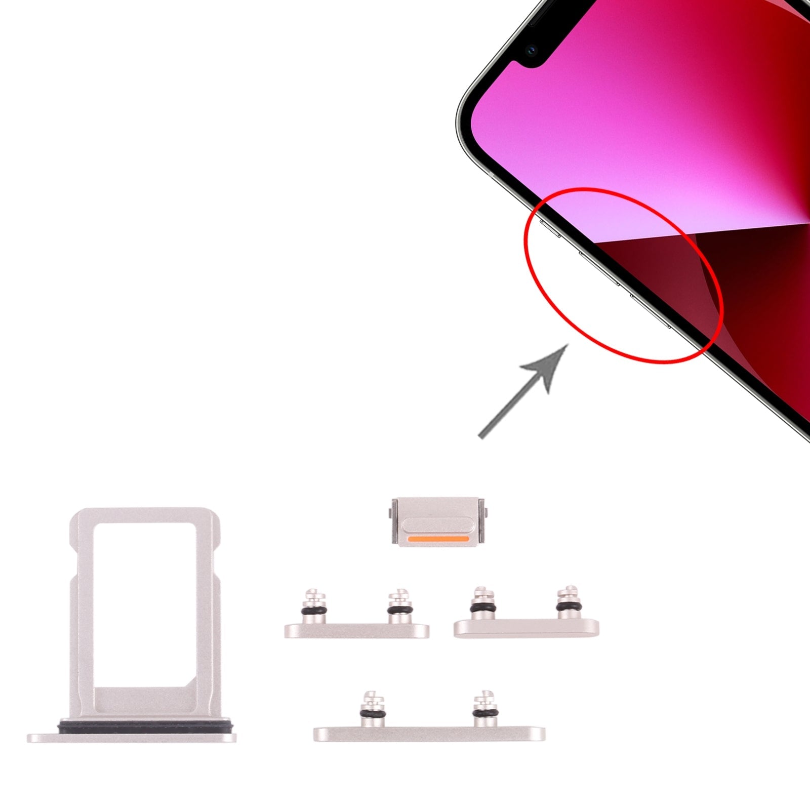 SIM Card Tray + Side Keys for iPhone 13(Starlight)