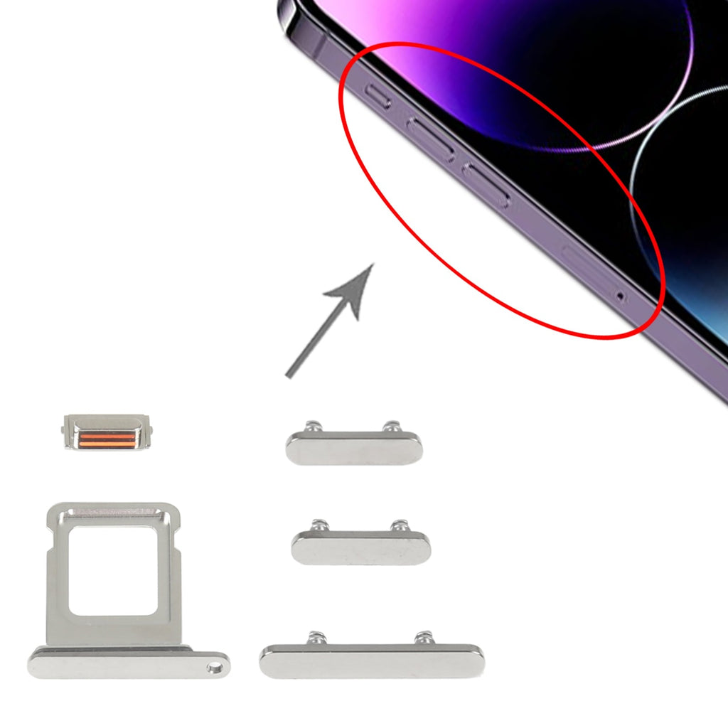 SIM Card Tray + Side Keys for iPhone 14 Pro Max(Silver)