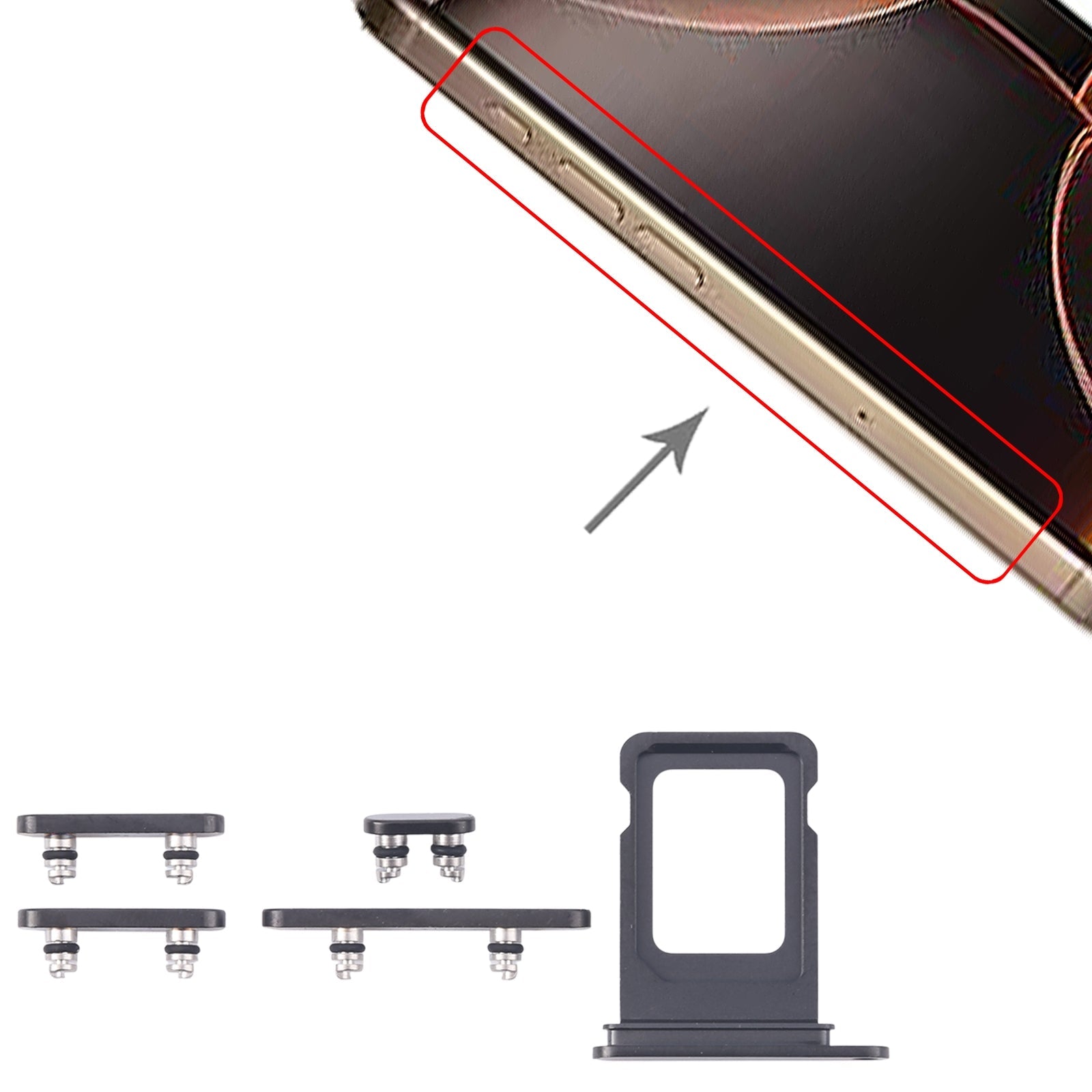 For iPhone 16 Pro Max Original SIM Card Tray + Side Keys (Black)