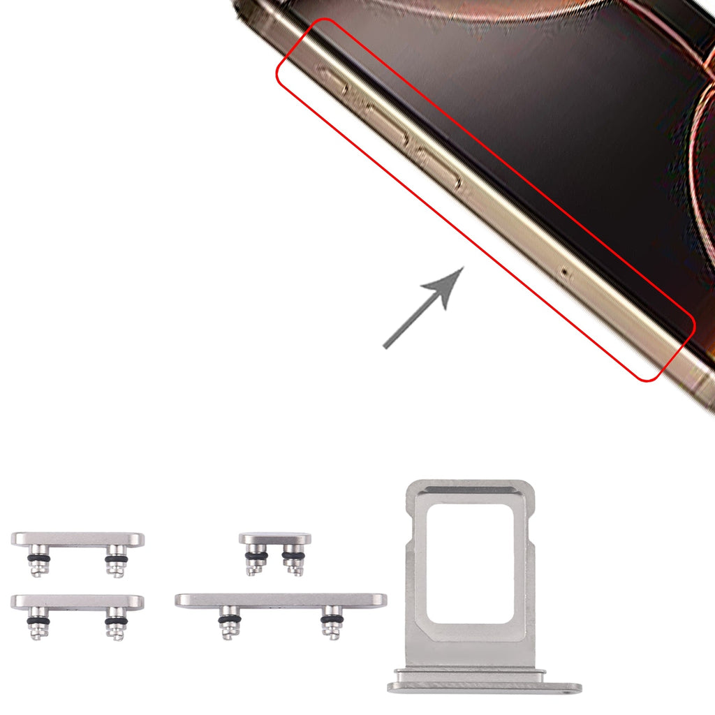 For iPhone 16 Pro Max Original SIM Card Tray + Side Keys (White)