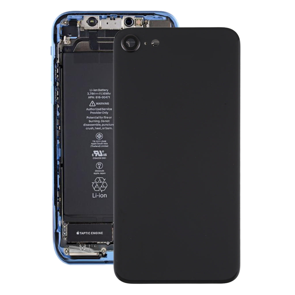 Glass Battery Back Cover with Camera Lens Frame for iPhone SE 2020(Black)