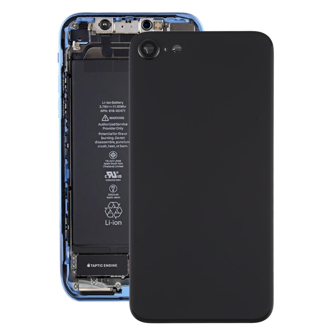 Glass Battery Back Cover with Camera Lens Frame for iPhone SE 2020(Black)