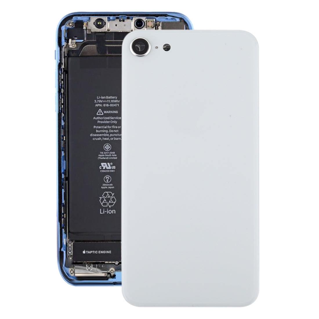 Glass Battery Back Cover with Camera Lens Frame for iPhone SE 2020(White)