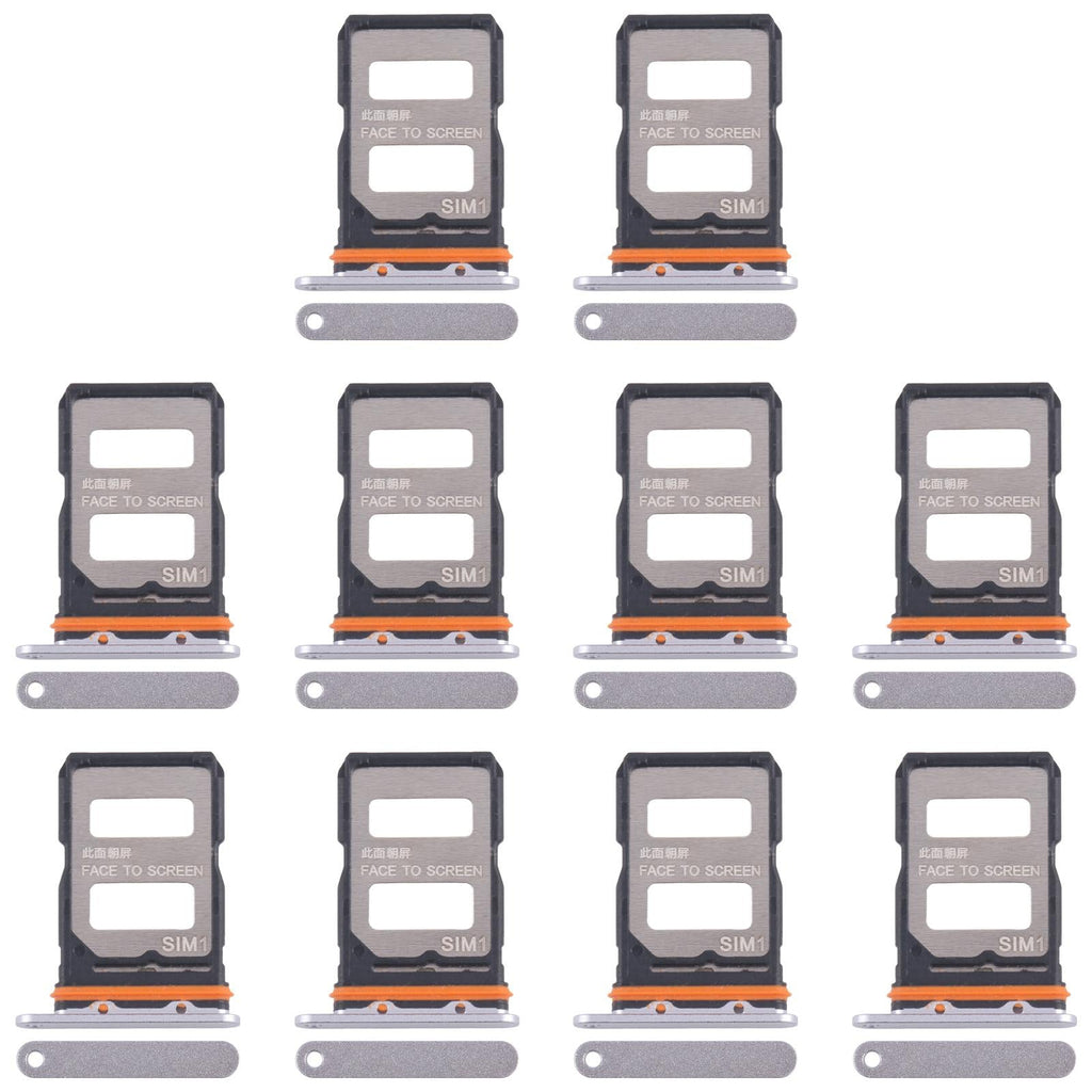 For Xiaomi 14T Pro 5G 10pcs Original SIM Card Tray + SIM Card Tray (Silver)
