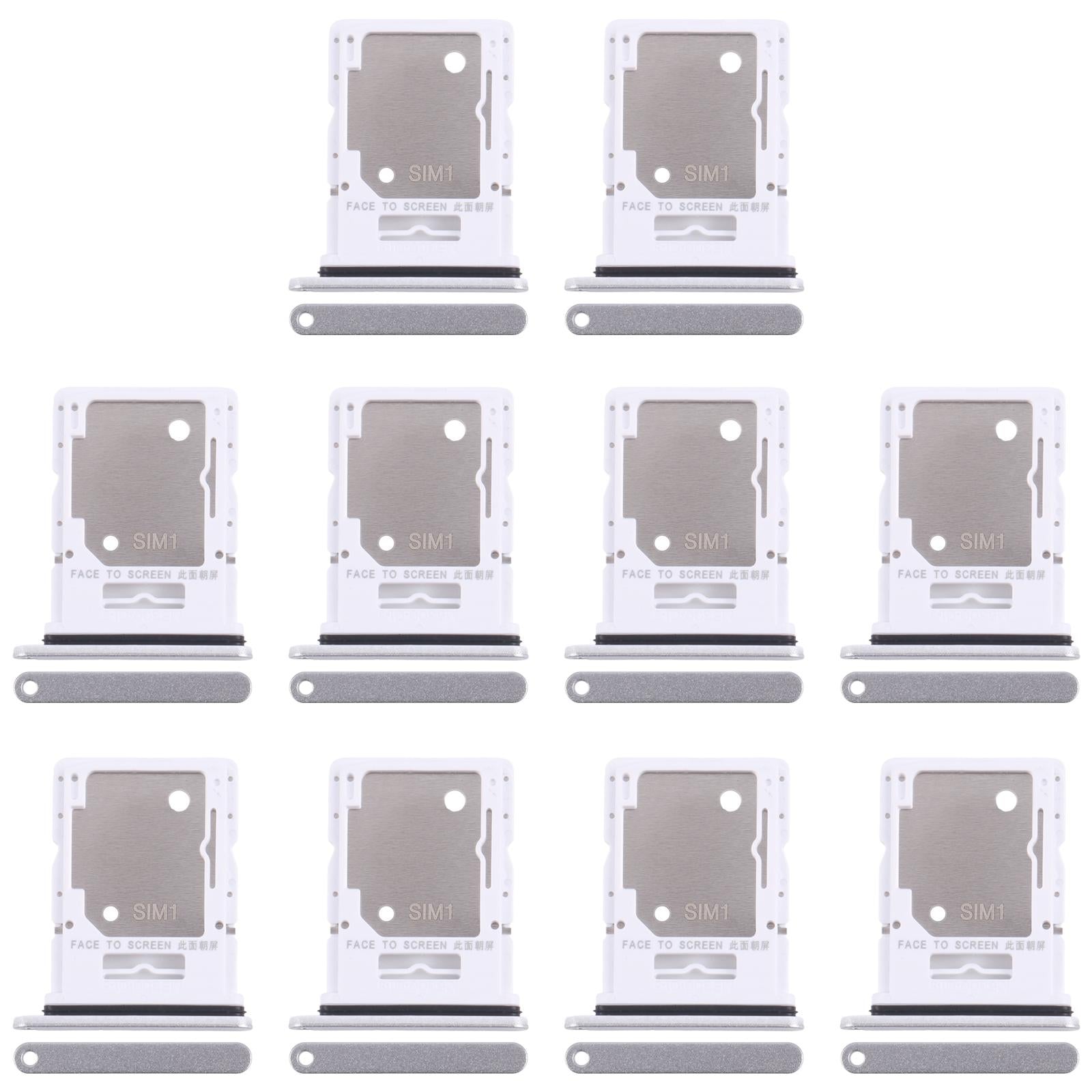 For Xiaomi Redmi Note 14 5G 10pcs Original SIM + SIM / Micro SD Card Tray (Silver)