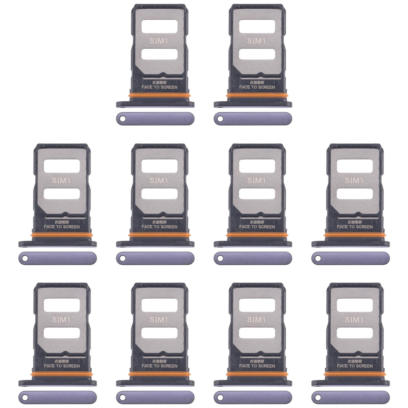 For Xiaomi Redmi Note 14 Pro+ 5G 10pcs Original SIM Card Tray + SIM Card Tray (Purple)