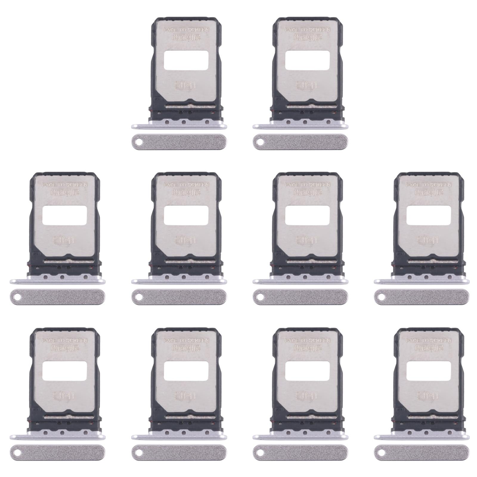 For Xiaomi Redmi K80 Pro 10pcs Original SIM Card Tray + SIM Card Tray (Silver)