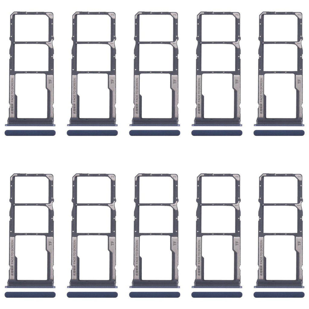 For Xiaomi Redmi 14C 4G 10pcs Original SIM Card Tray + SIM Card Tray + Micro SD Card Tray (Blue)