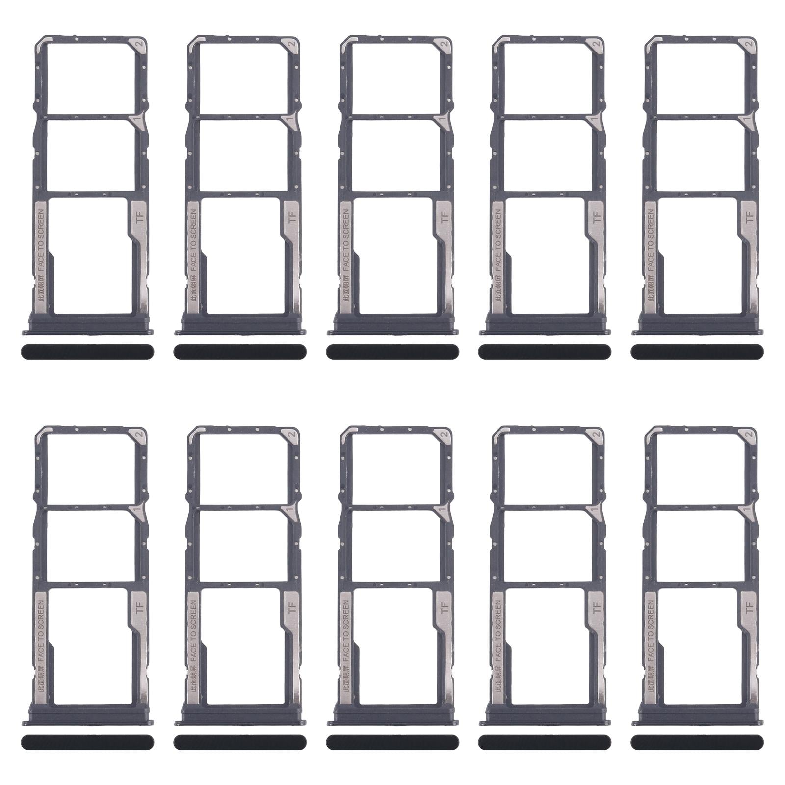 For Xiaomi Redmi 14R 5G 10pcs Original SIM Card Tray + SIM Card Tray + Micro SD Card Tray (Black)