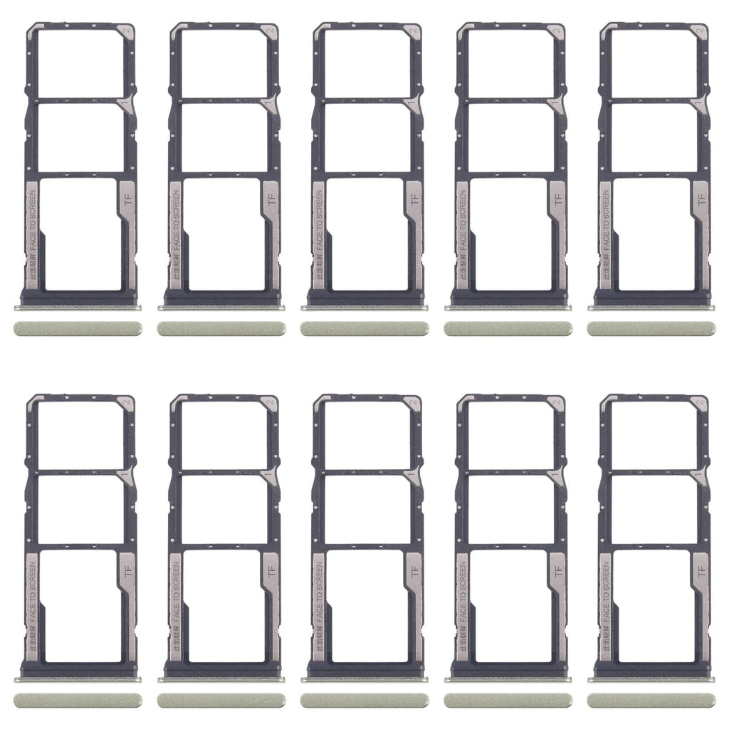 For Xiaomi Redmi 14R 5G 10pcs Original SIM Card Tray + SIM Card Tray + Micro SD Card Tray (Green)