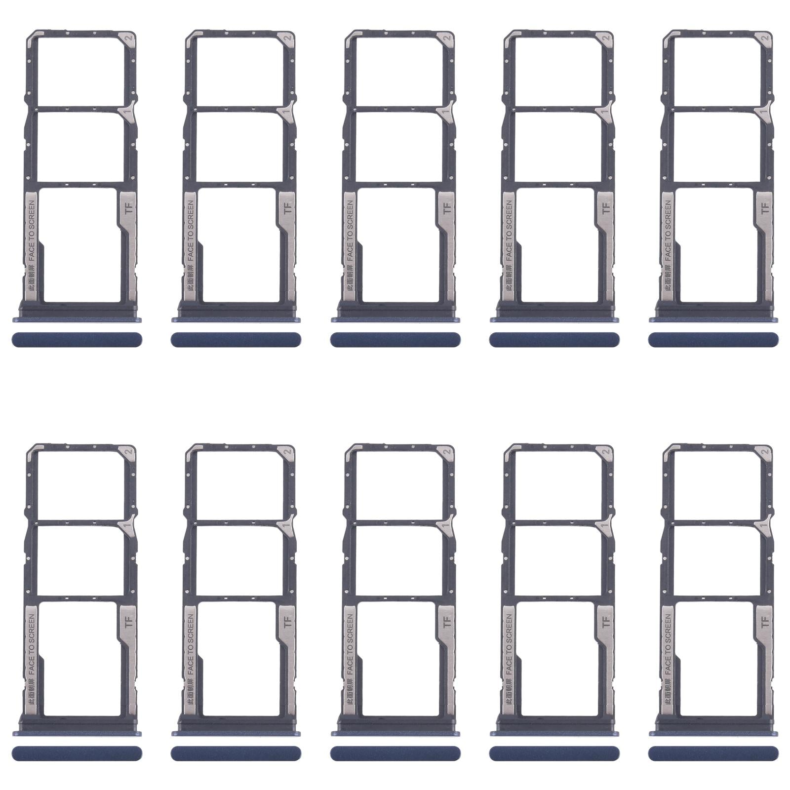 For Xiaomi Redmi 14R 5G 10pcs Original SIM Card Tray + SIM Card Tray + Micro SD Card Tray (Blue)