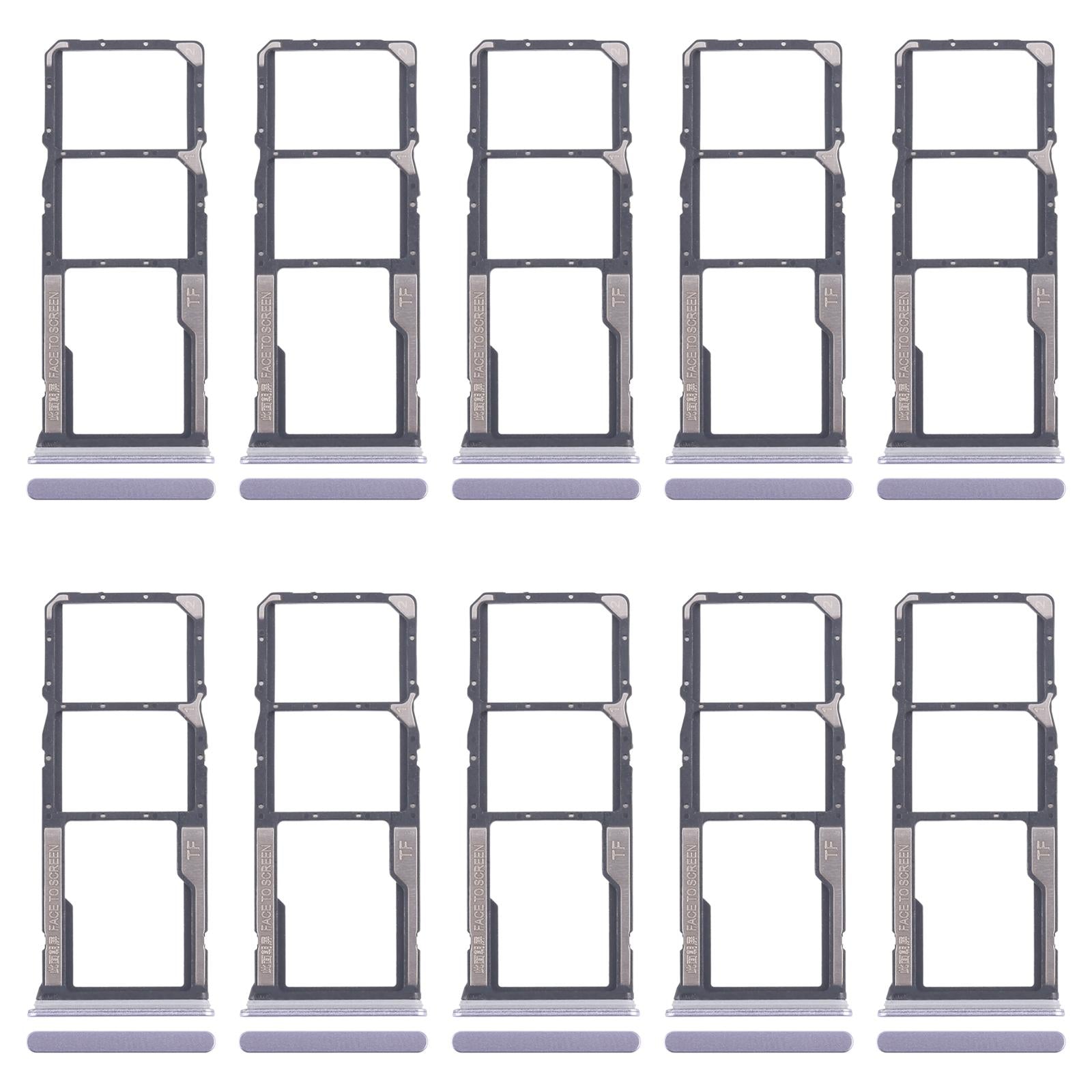 For Xiaomi Redmi 14R 5G 10pcs Original SIM Card Tray + SIM Card Tray + Micro SD Card Tray (Purple)