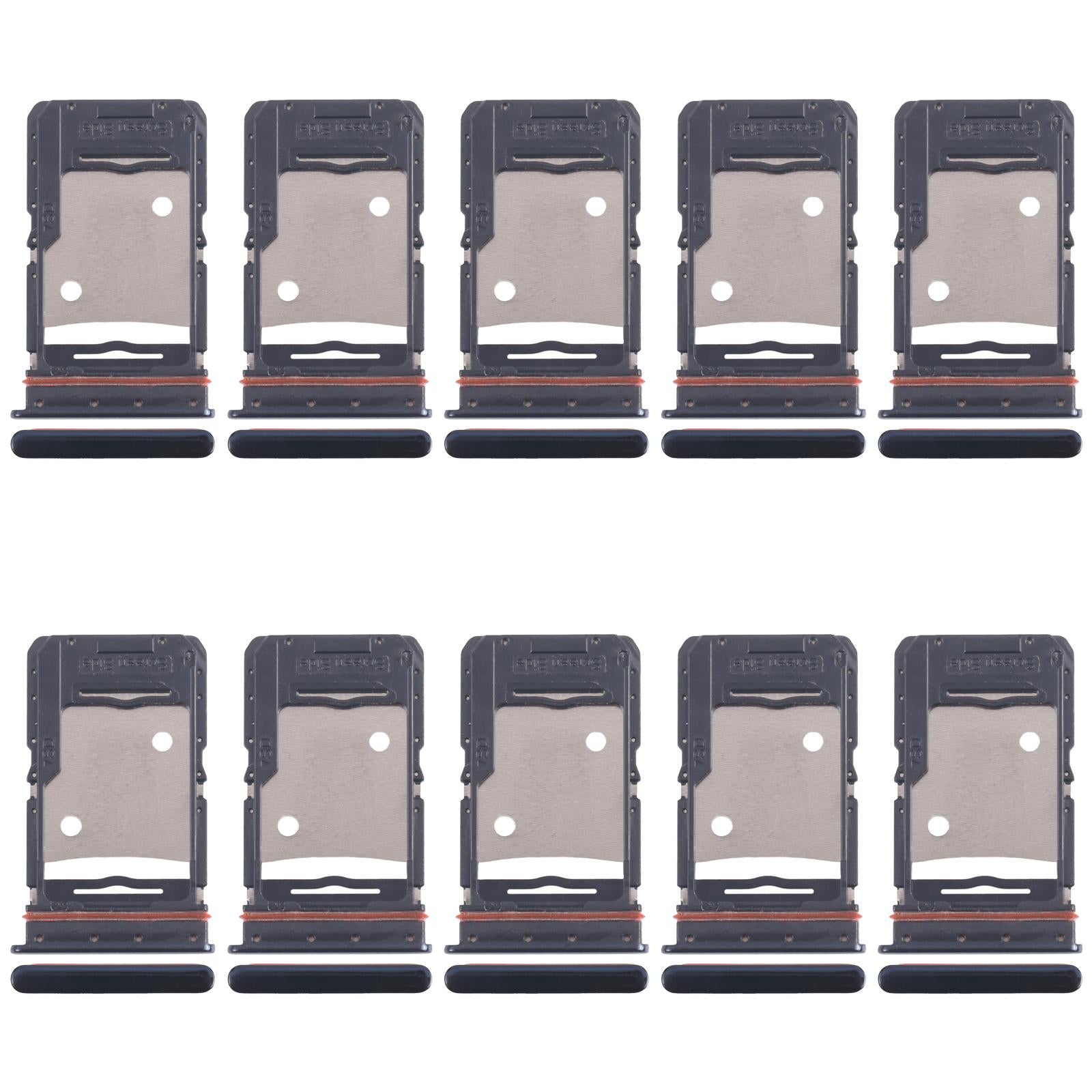For Tecno Camon 18 P 10pcs Original SIM Card Tray + SIM Card Tray + Micro SD Card Tray (Black)