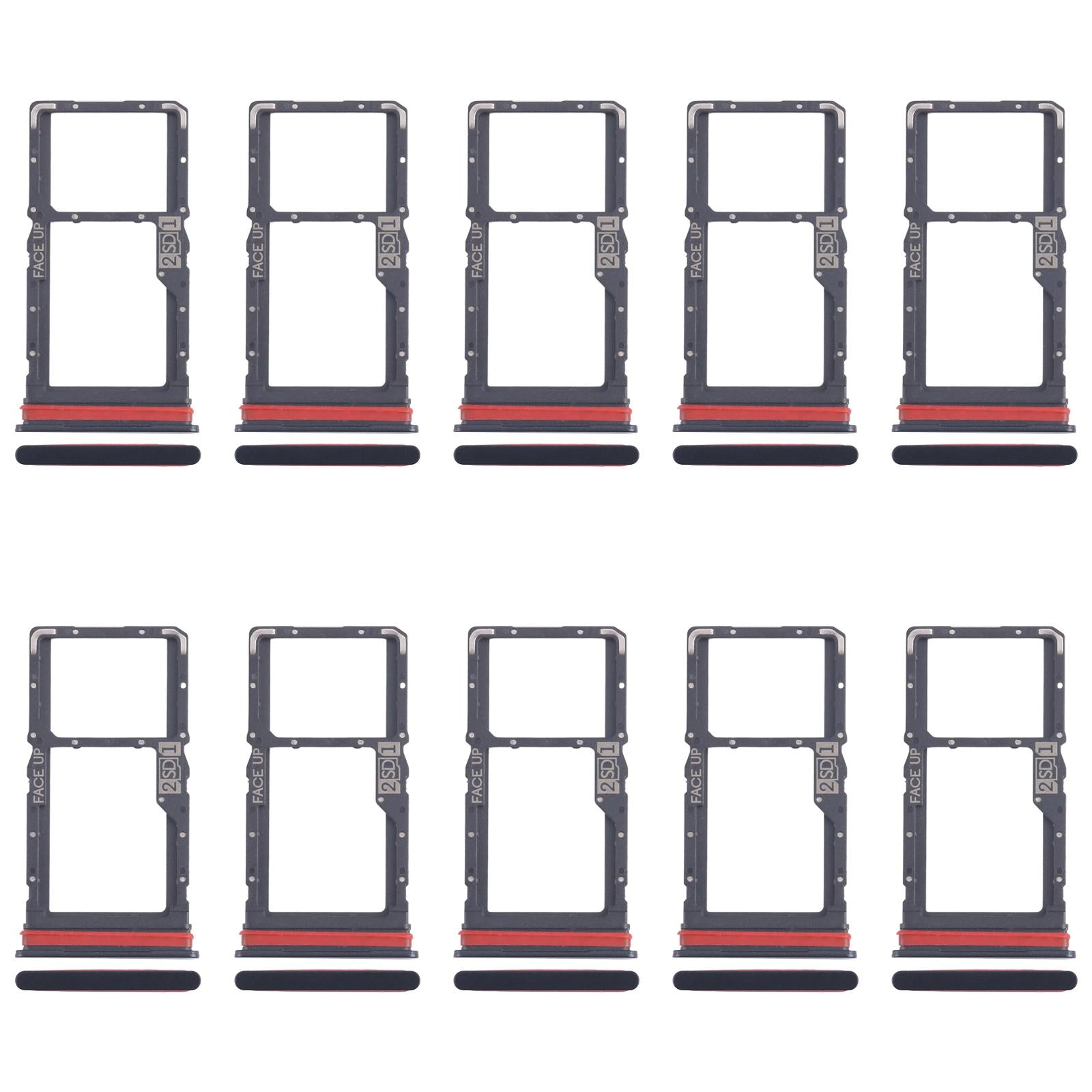 For Motorola Moto G53 XT2335-2 10pcs Original SIM + Micro SD Card Tray (Black)
