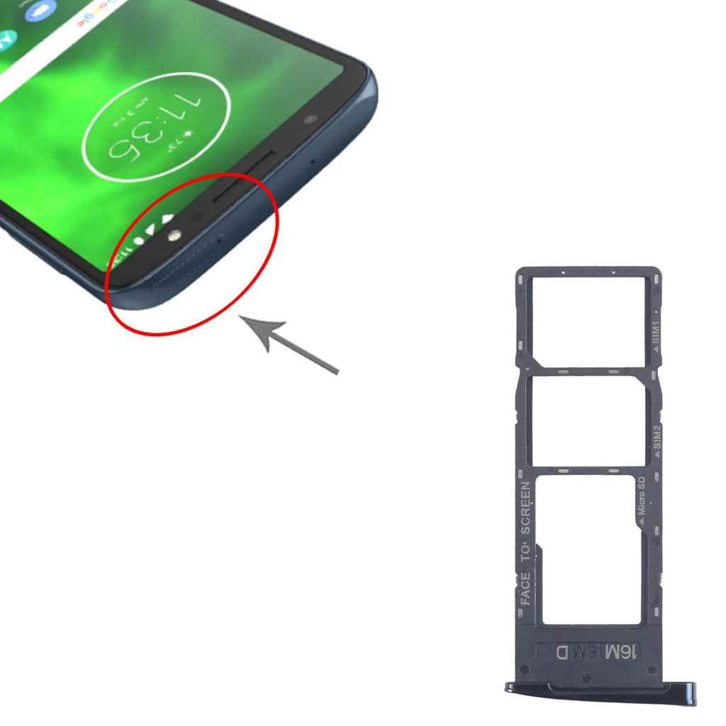For Motorola Moto G6 10pcs Original SIM Card Tray + SIM Card Tray + Micro SD Card Tray (Black)