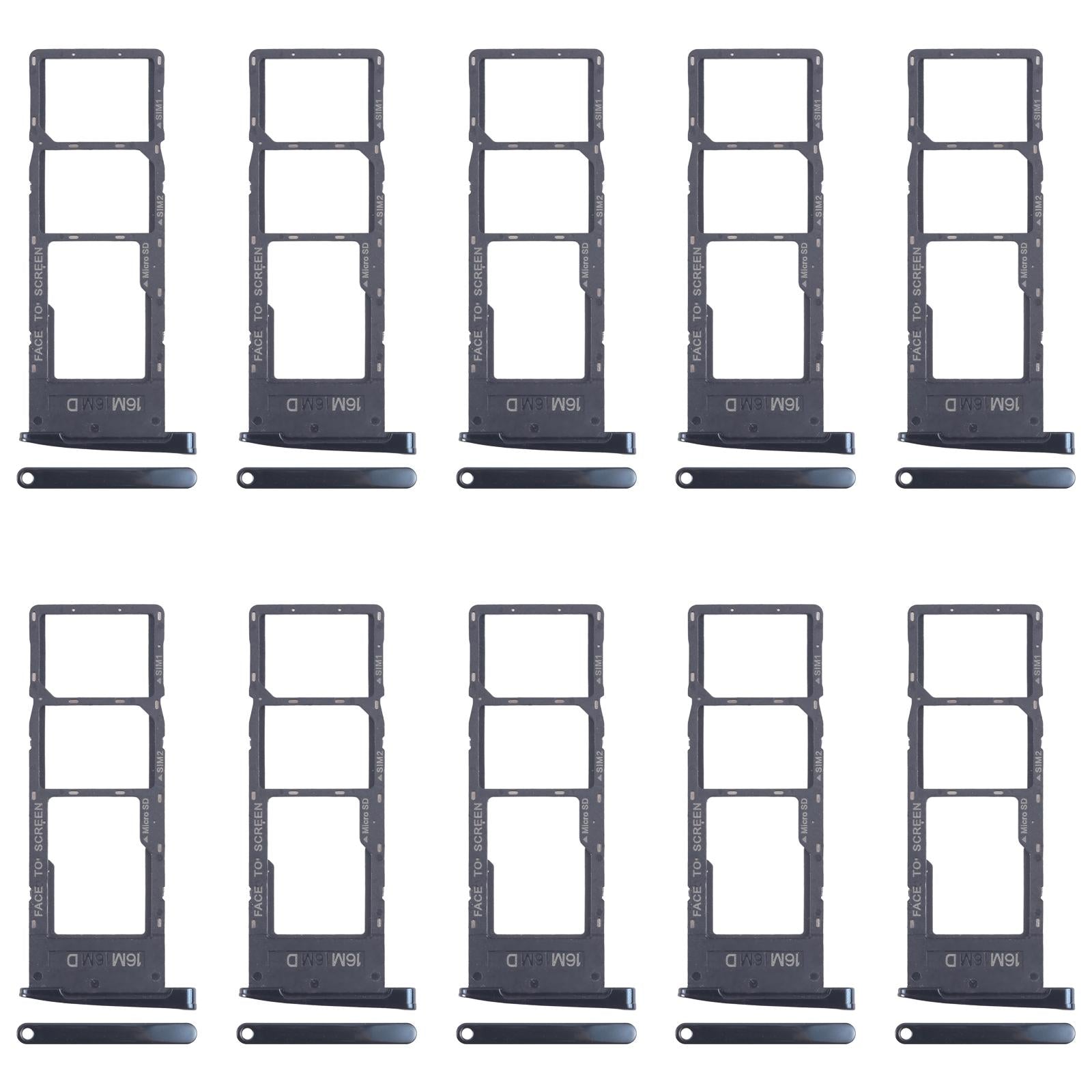 For Motorola Moto G6 10pcs Original SIM Card Tray + SIM Card Tray + Micro SD Card Tray (Black)