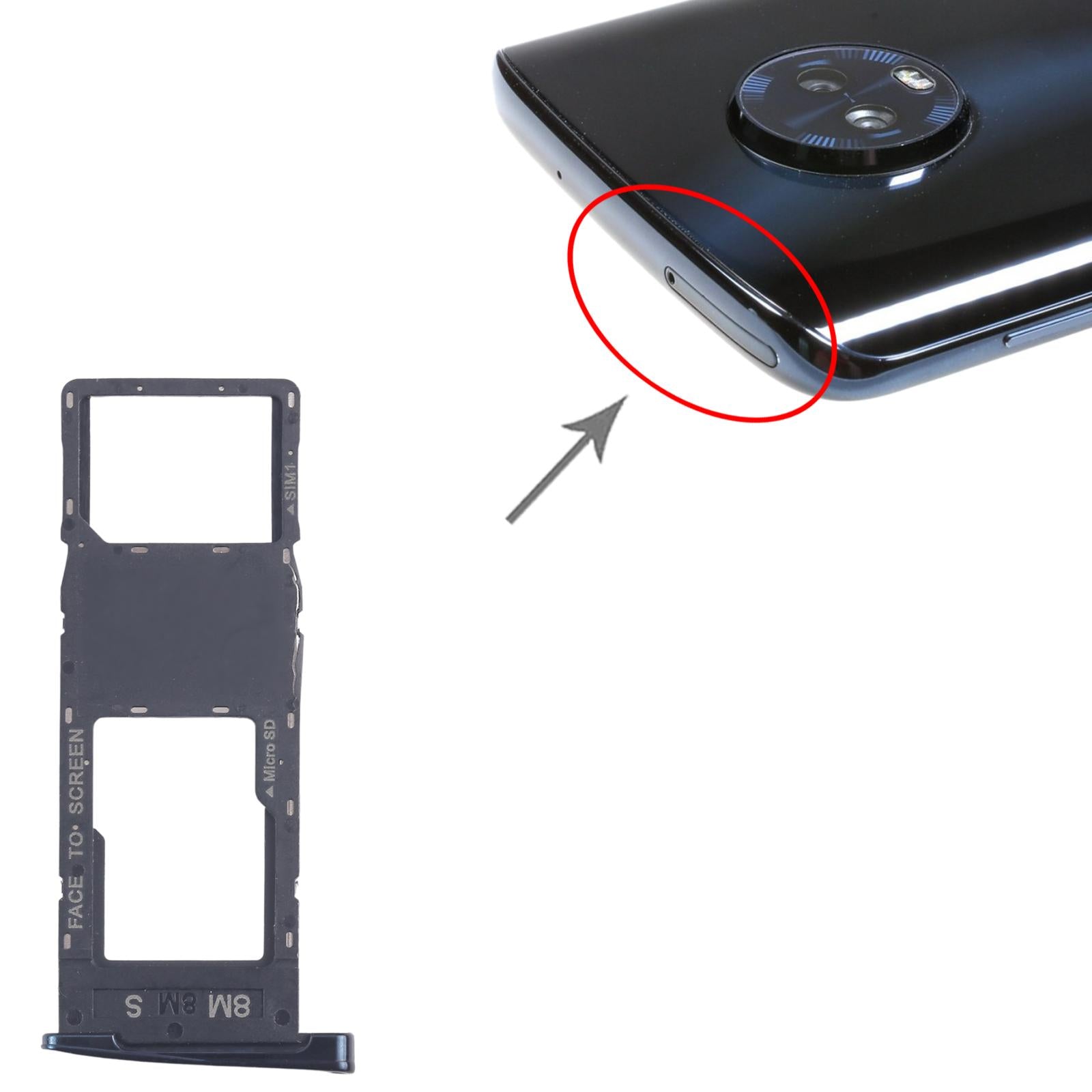 For Motorola Moto G6 Plus 10pcs Original SIM + Micro SD Card Tray (Black)