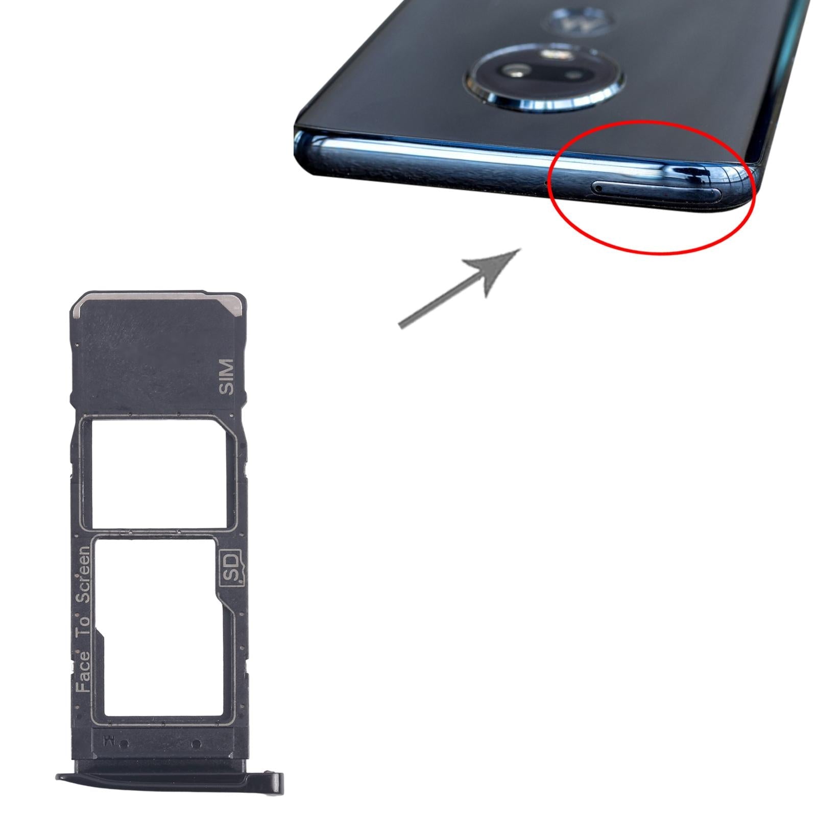 For Motorola Moto G7 Plus 10pcs Original SIM + Micro SD Card Tray (Black)
