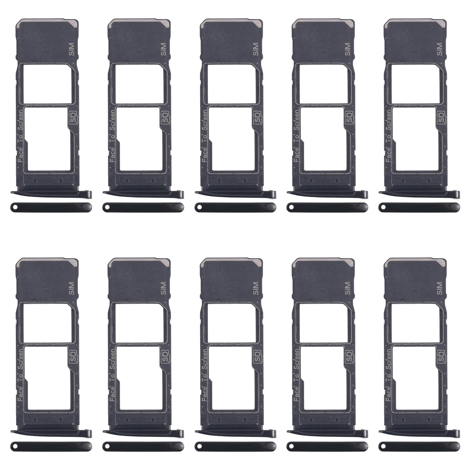For Motorola Moto G7 Plus 10pcs Original SIM + Micro SD Card Tray (Black)