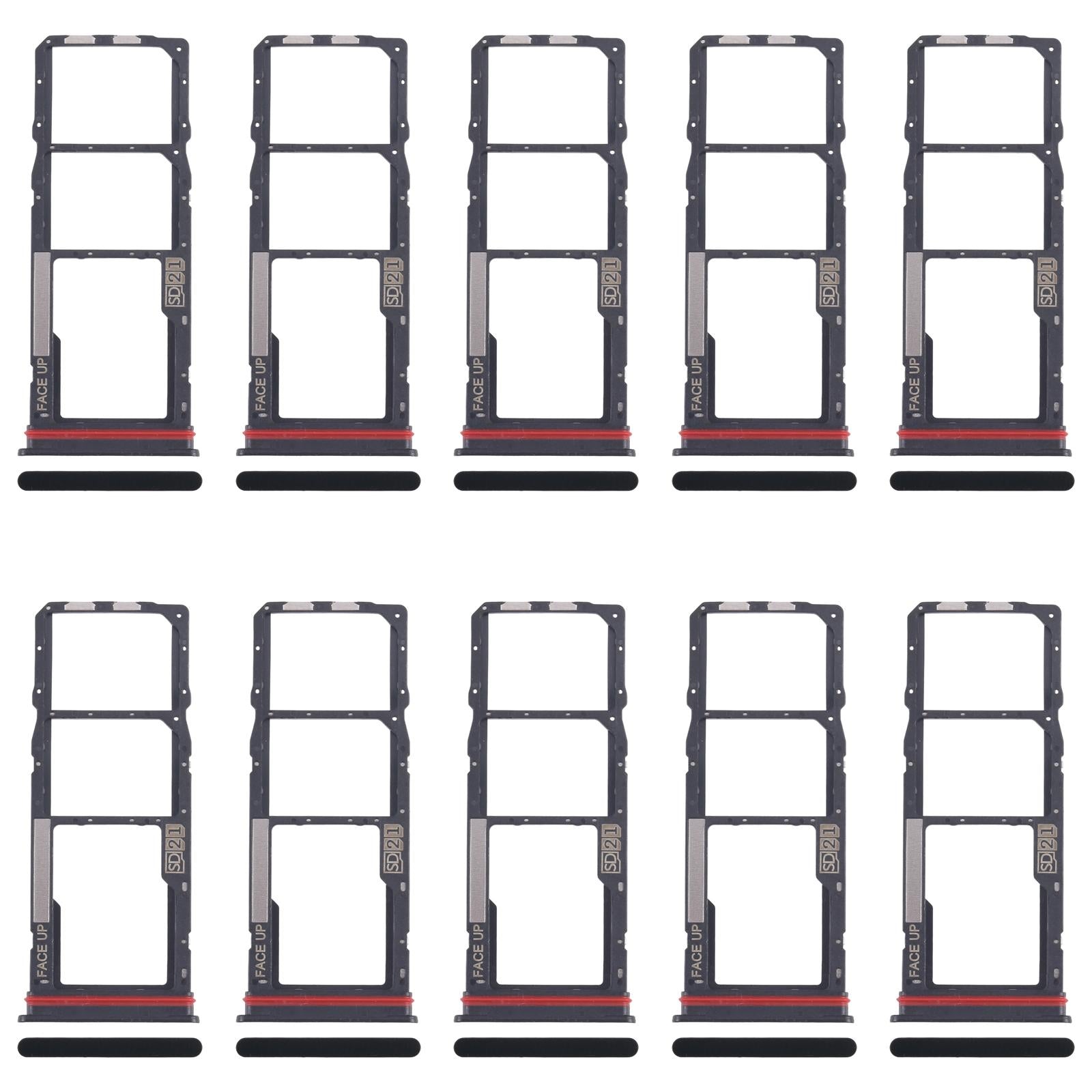 For Motorola Moto G04 10pcs Original SIM Card Tray + SIM Card Tray + Micro SD Card Tray (Black)