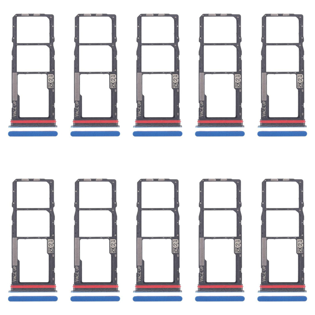 For Motorola Moto G04 10pcs Original SIM Card Tray + SIM Card Tray + Micro SD Card Tray (Blue)