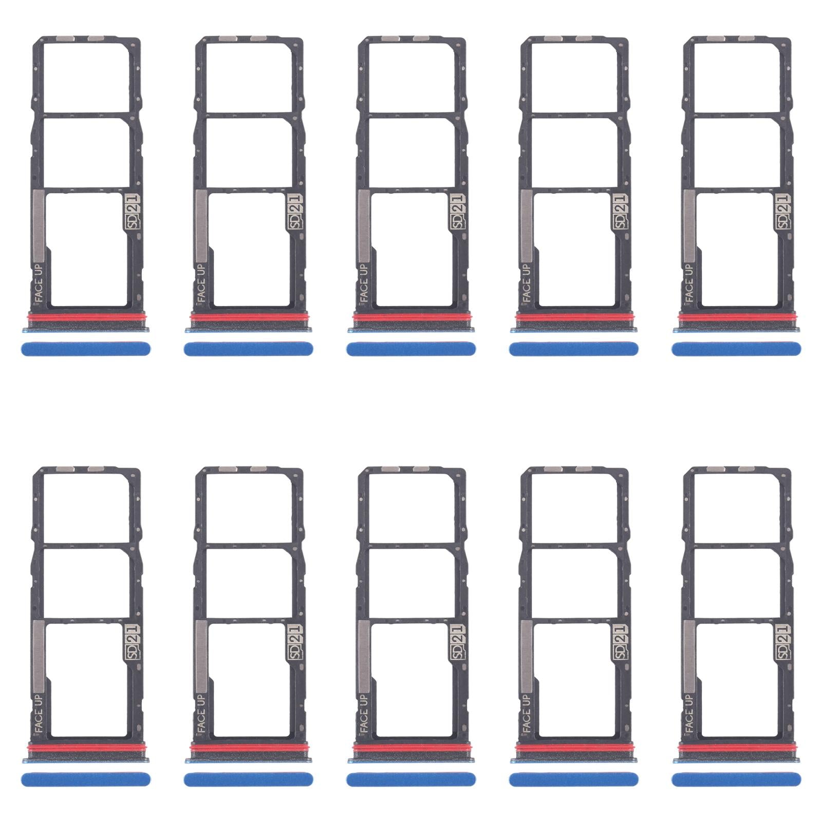 For Motorola Moto G04s 10pcs Original SIM Card Tray + SIM Card Tray + Micro SD Card Tray (Blue)