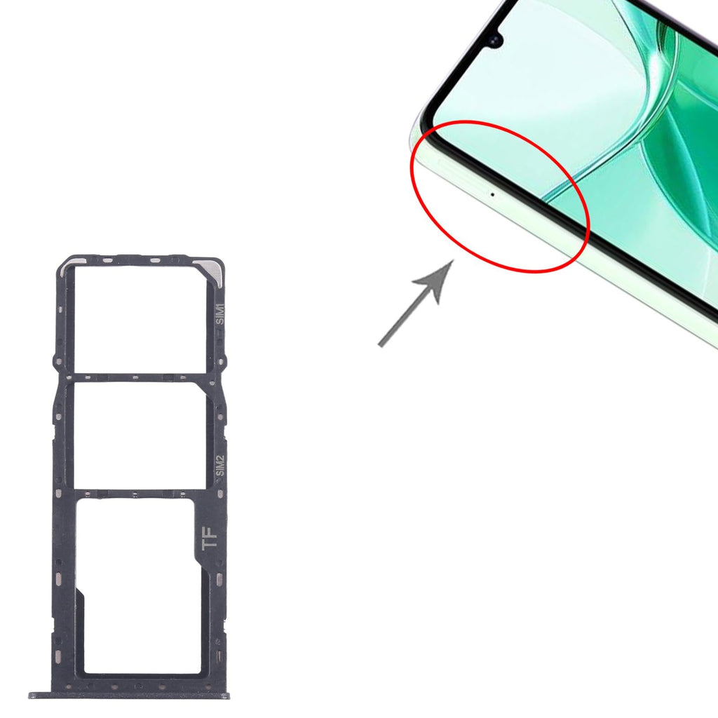 For ZTE Blade A35 SIM Card Tray + SIM Card Tray + Micro SD Card Tray (Black)
