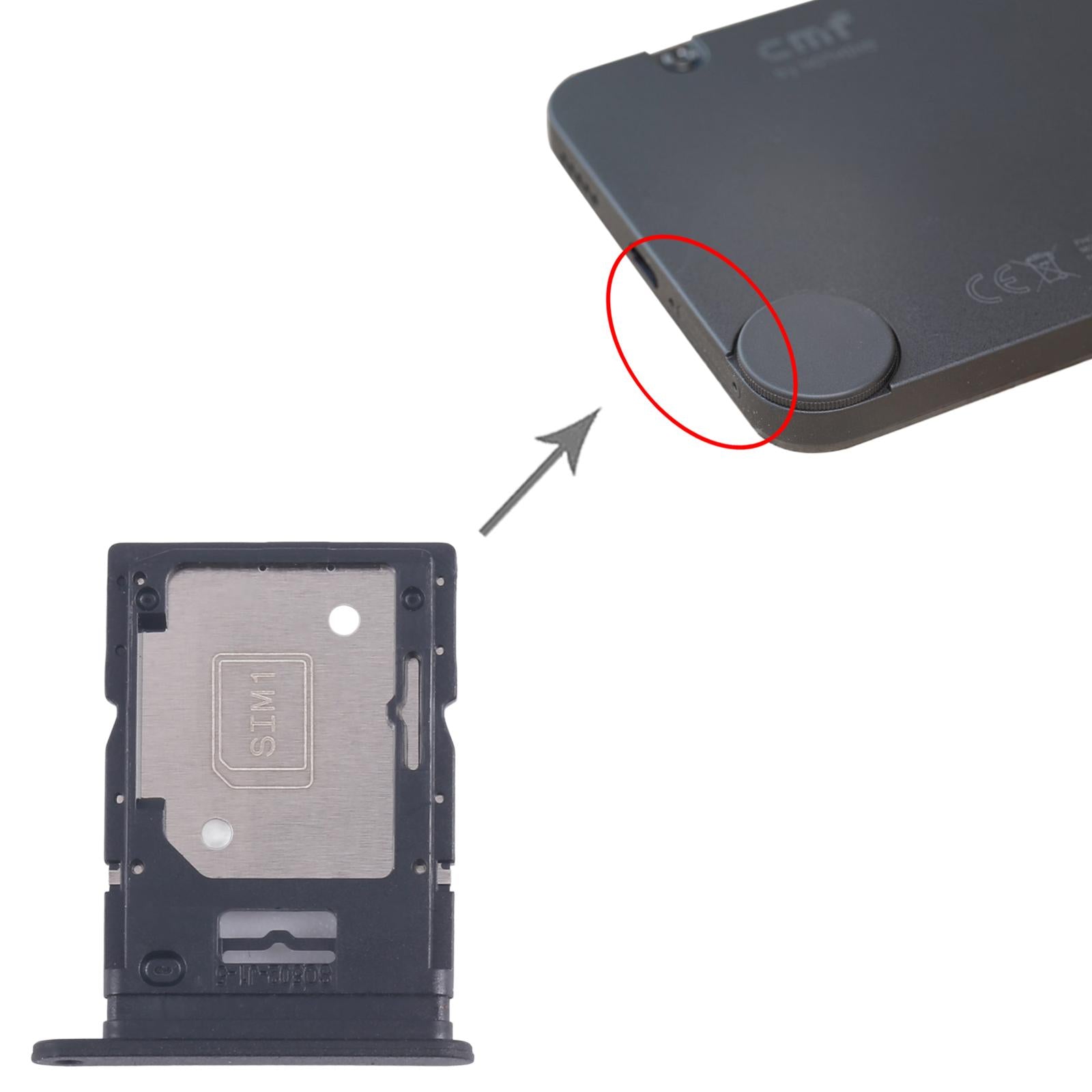 For Nothing Phone CMF Phone 1 SIM Card Tray + SIM / Micro SD Card Tray (Black)