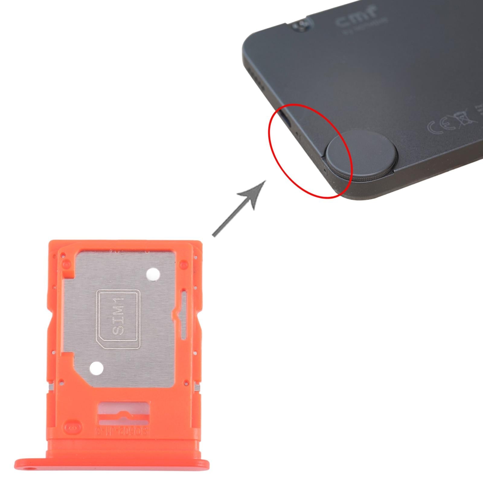 For Nothing Phone CMF Phone 1 SIM Card Tray + SIM / Micro SD Card Tray (Orange)