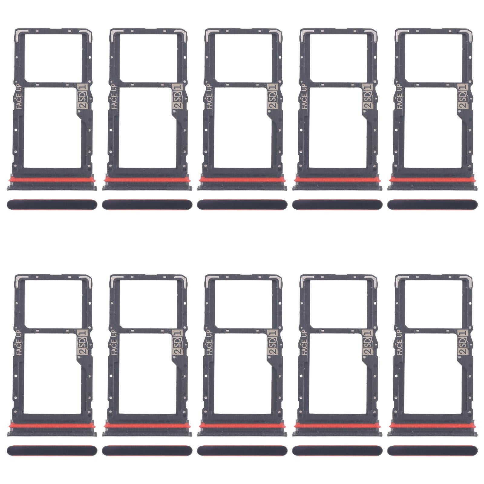 For Motorola Moto G56 10pcs Original SIM Card Tray + SIM / Micro SD Card Tray (Black)