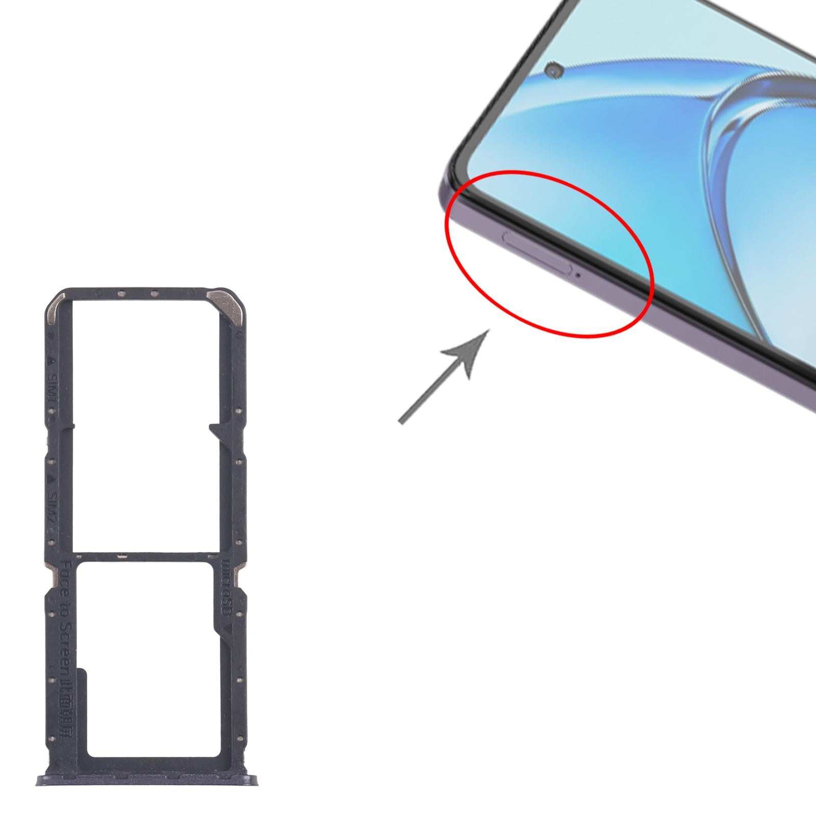 For OPPO A60 4G CPH2631 10pcs Original SIM Card Tray + SIM Card Tray + Micro SD Card Tray (Black)