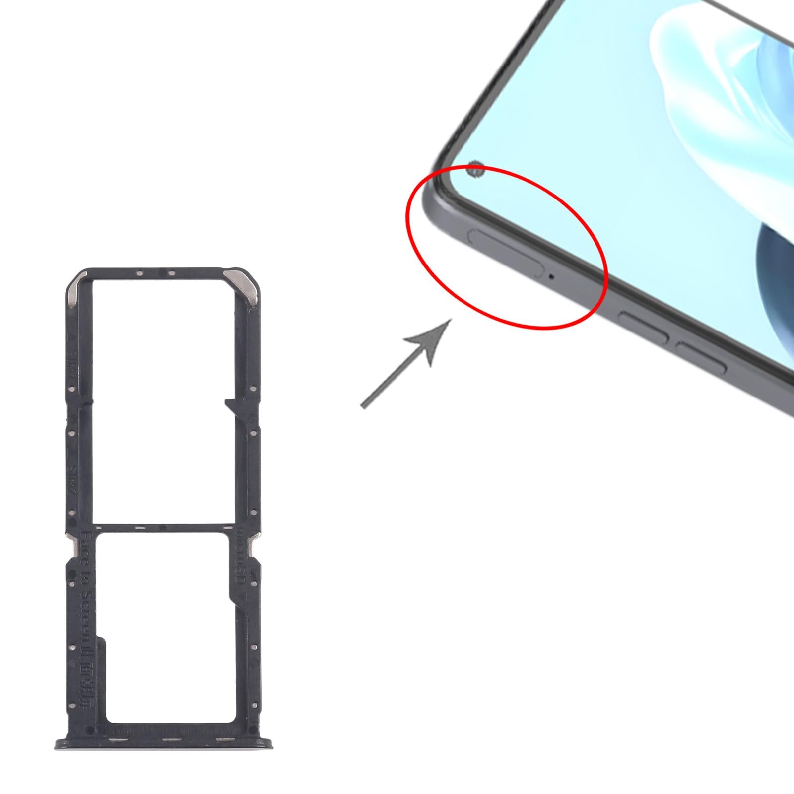 For OPPO Reno7 4G CPH2363 10pcs Original SIM Card Tray + SIM Card Tray + Micro SD Card Tray (Black)