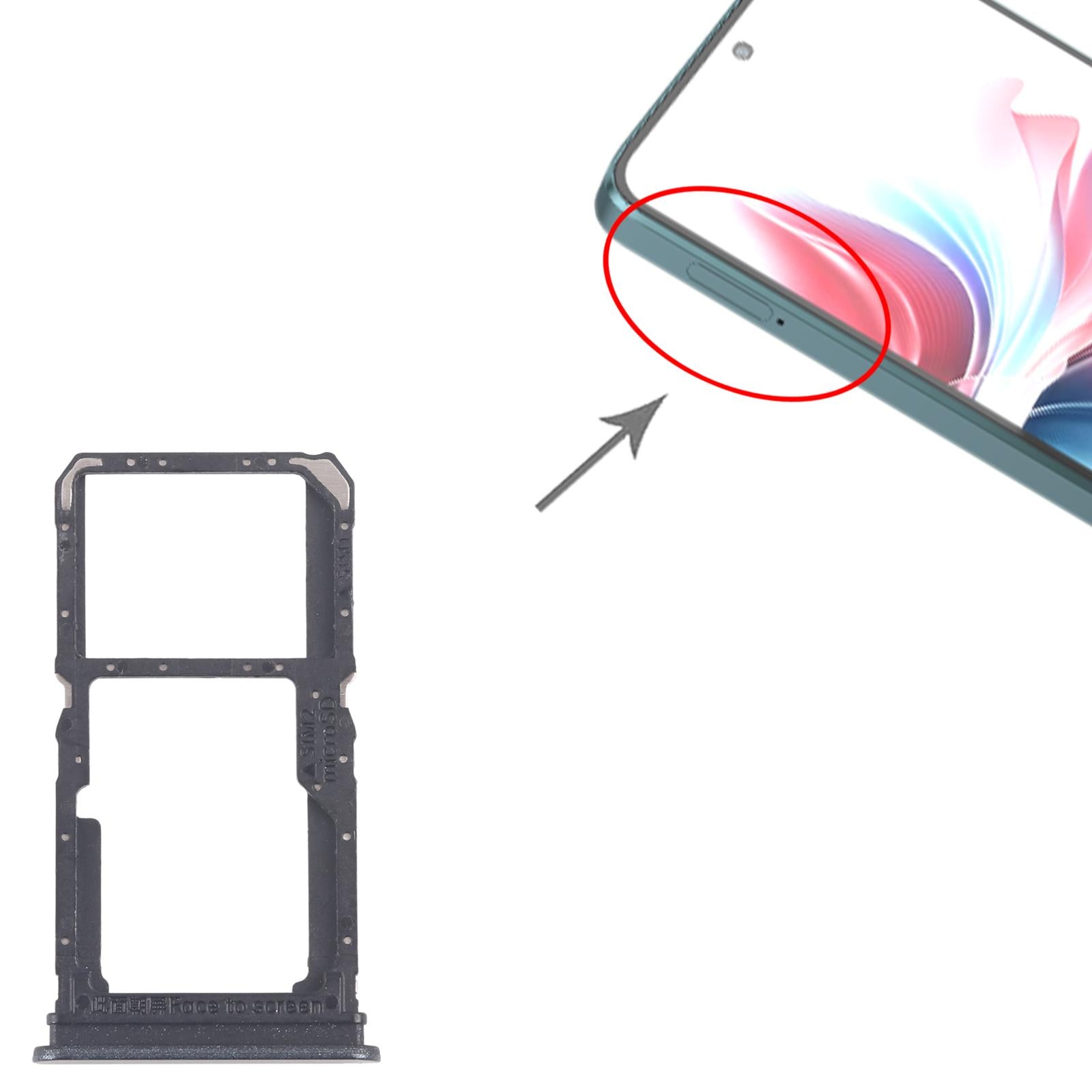 For OPPO F25 Pro 10pcs Original SIM Card Tray + SIM Card Tray / Micro SD Card Tray (Black)