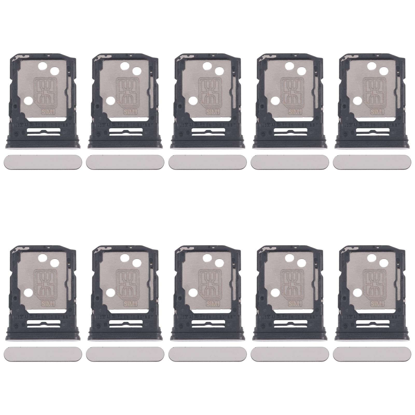 For OPPO Reno12 Pro CPH2629 10pcs Original SIM Card Tray + SIM Card Tray / Micro SD Card Tray (Silver)