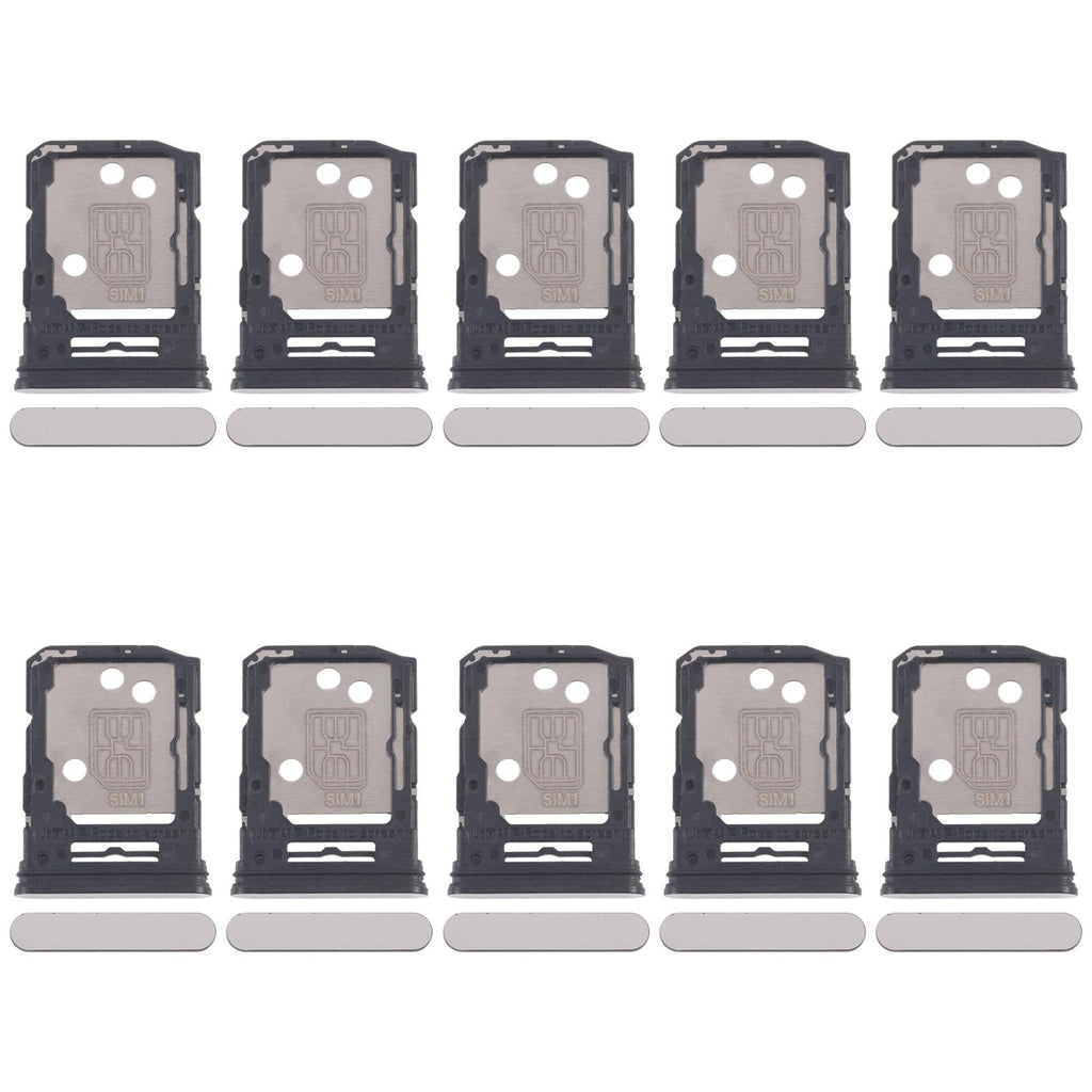 For OPPO Reno12 5G CPH2625 10pcs Original SIM Card Tray + SIM Card Tray / Micro SD Card Tray (Silver)