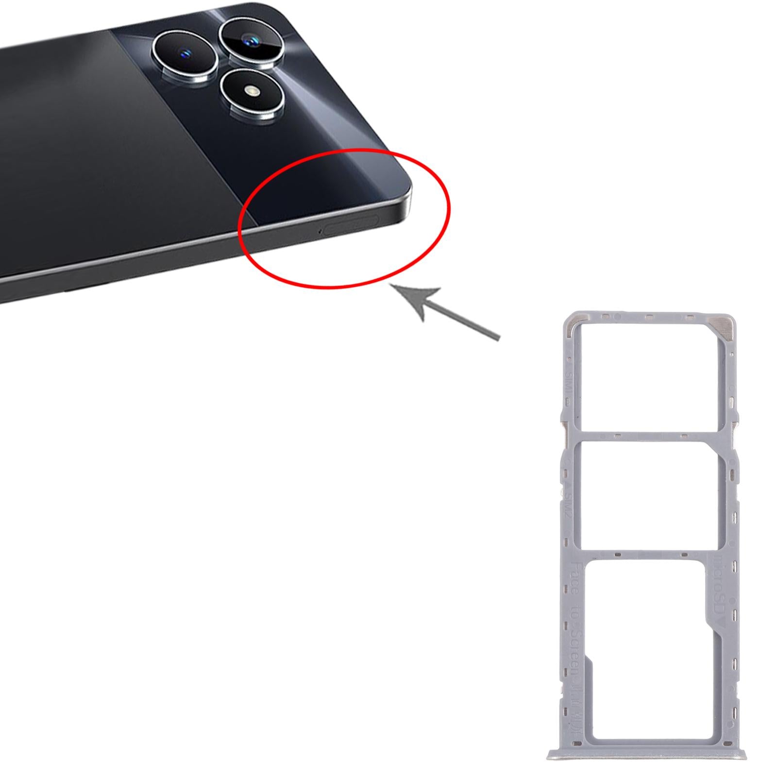 For Realme C51 RMX3830 10pcs Original SIM Card Tray + SIM Card Tray + Micro SD Card Tray (Gold)