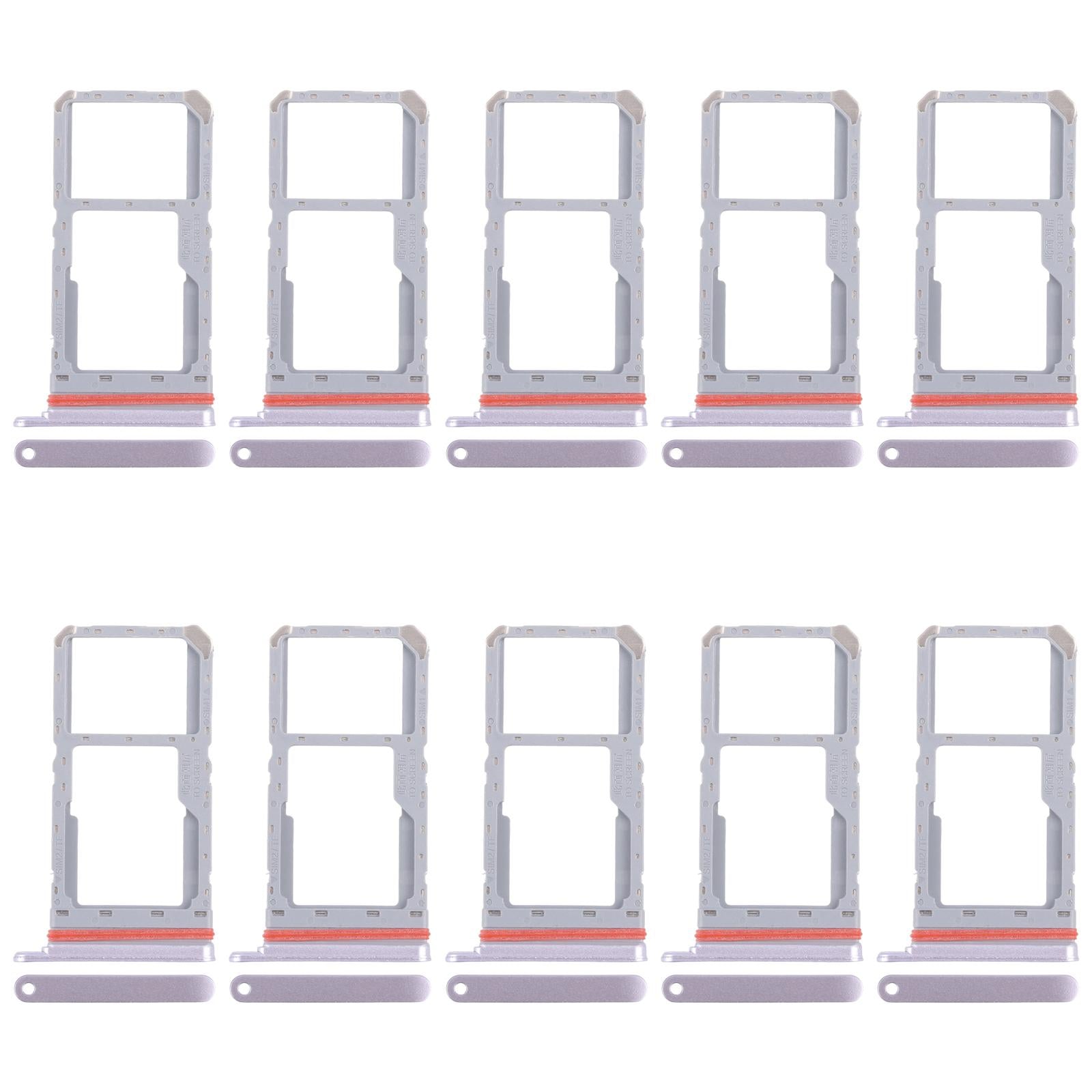 For Realme 13 5G RMX3951 10pcs Original SIM Card Tray + SIM Card Tray / Micro SD Card Tray (Pink)