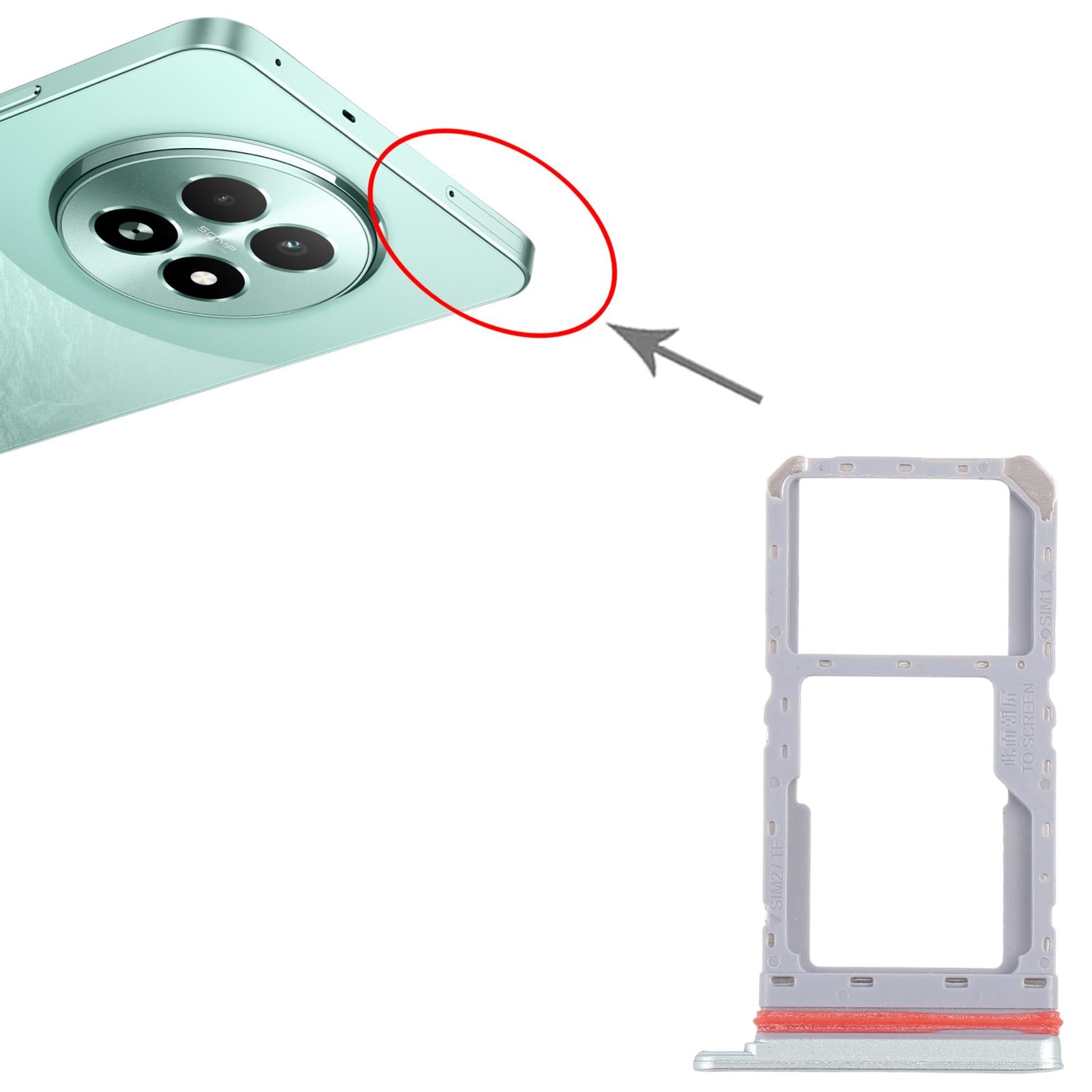 For Realme 13 5G RMX3951 10pcs Original SIM Card Tray + SIM Card Tray / Micro SD Card Tray (Green)